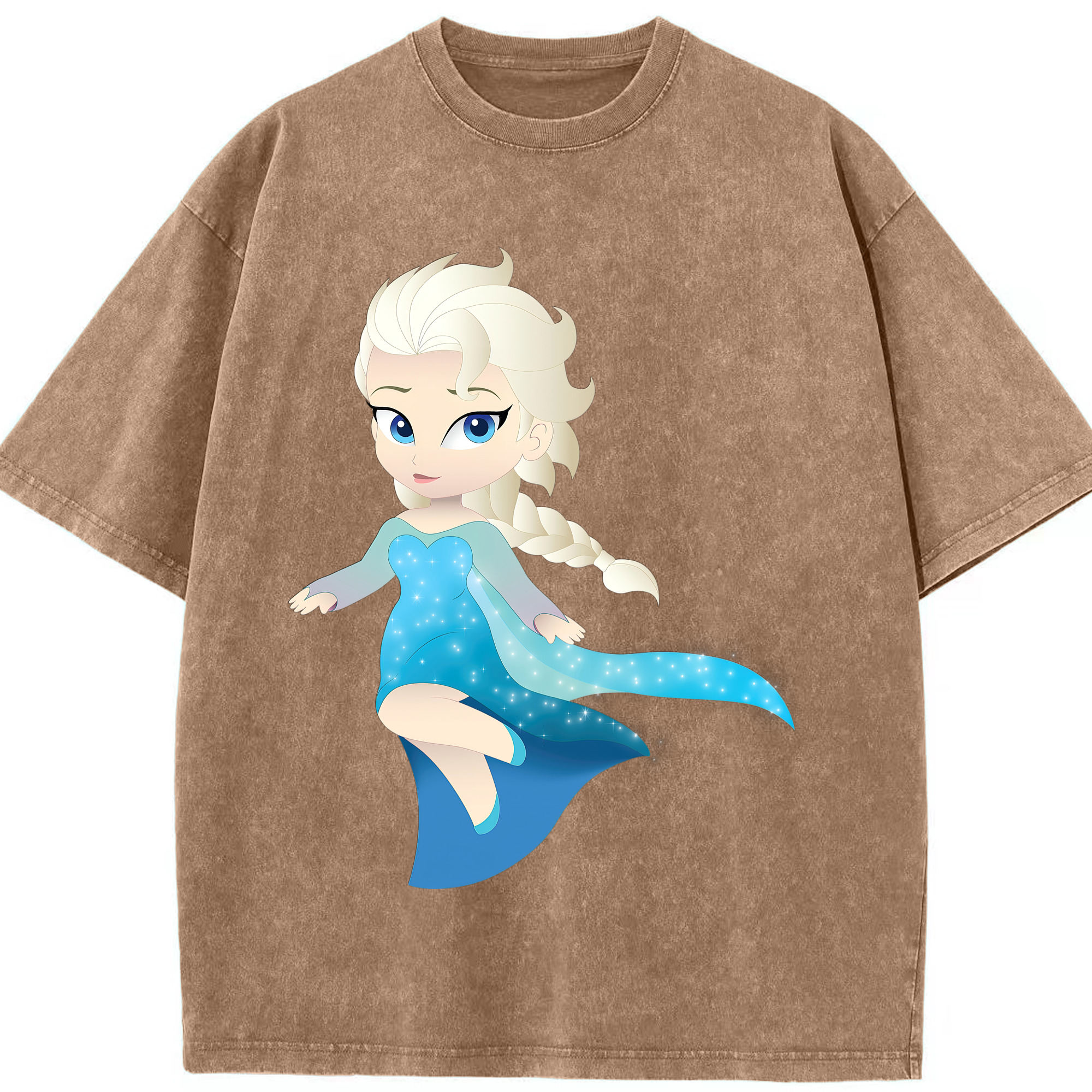 （画像用） アナと雪の女王 アンナ エルサ Frozen Anna Elsa 綿100% ヴィンテージ風 半袖Tシャツ（フロントプリント）