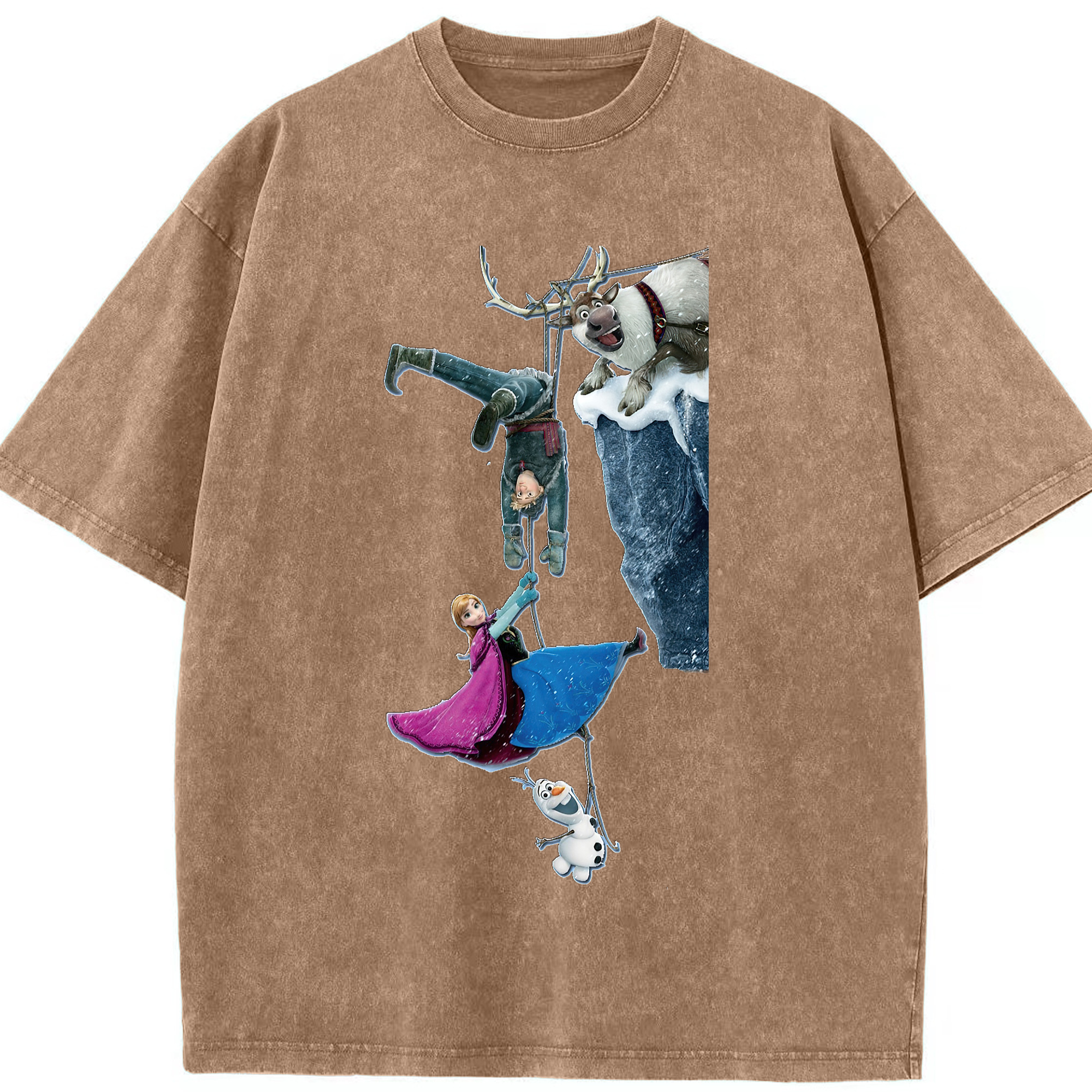 （画像用） アナと雪の女王 アンナ エルサ Frozen Anna Elsa 綿100% ヴィンテージ風 半袖Tシャツ（フロントプリント）