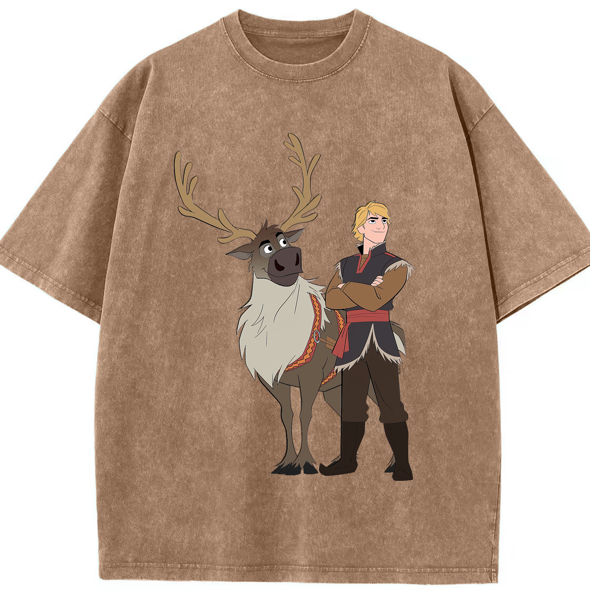 （画像用） アナと雪の女王 アンナ エルサ Frozen Anna Elsa 綿100% ヴィンテージ風 半袖Tシャツ（フロントプリント）