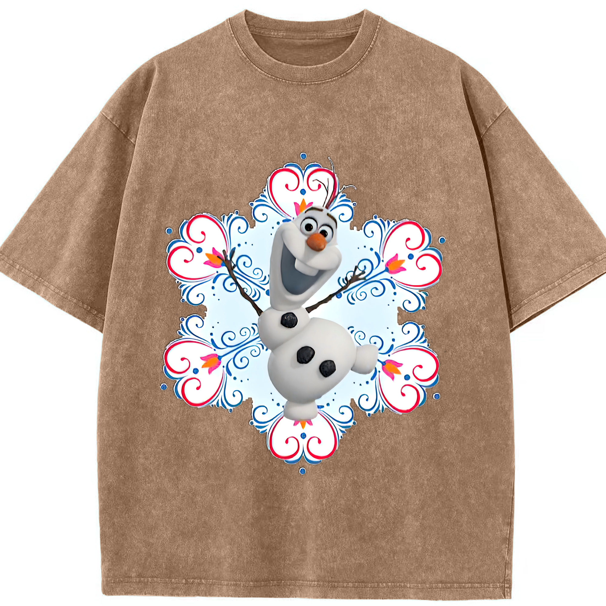 （画像用） アナと雪の女王 アンナ エルサ Frozen Anna Elsa 綿100% ヴィンテージ風 半袖Tシャツ（フロントプリント）