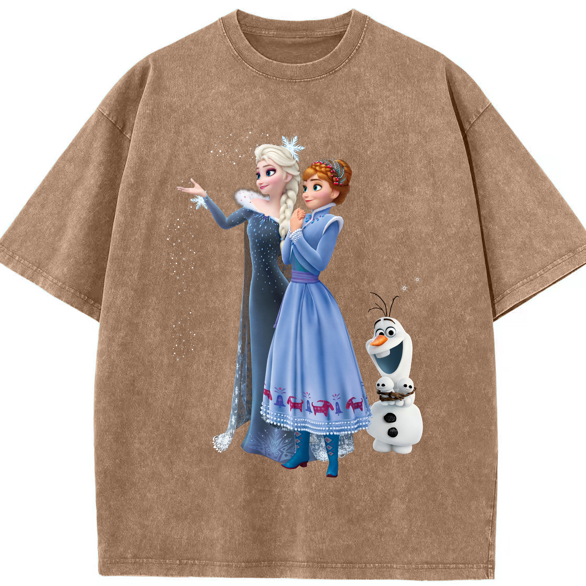 （画像用） アナと雪の女王 アンナ エルサ Frozen Anna Elsa 綿100% ヴィンテージ風 半袖Tシャツ（フロントプリント）