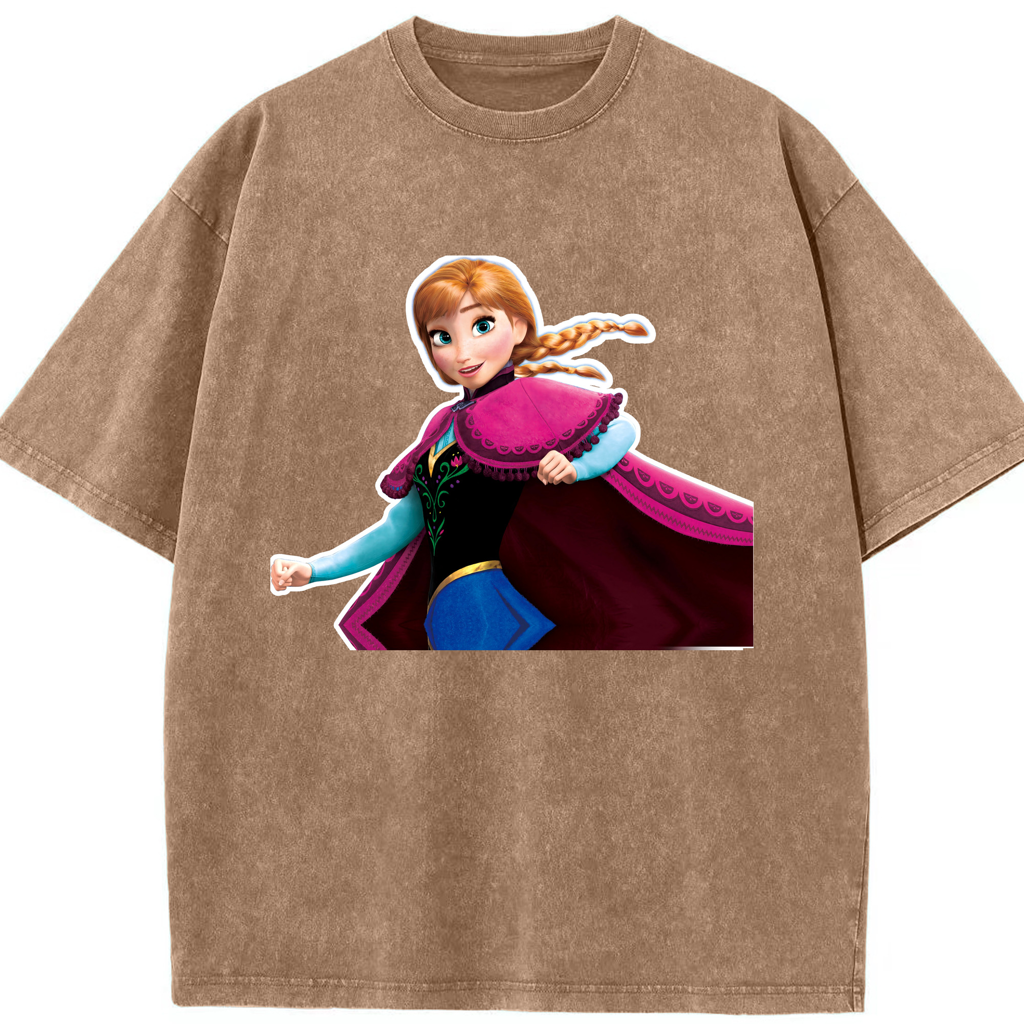 （画像用） アナと雪の女王 アンナ エルサ Frozen Anna Elsa 綿100% ヴィンテージ風 半袖Tシャツ（フロントプリント）