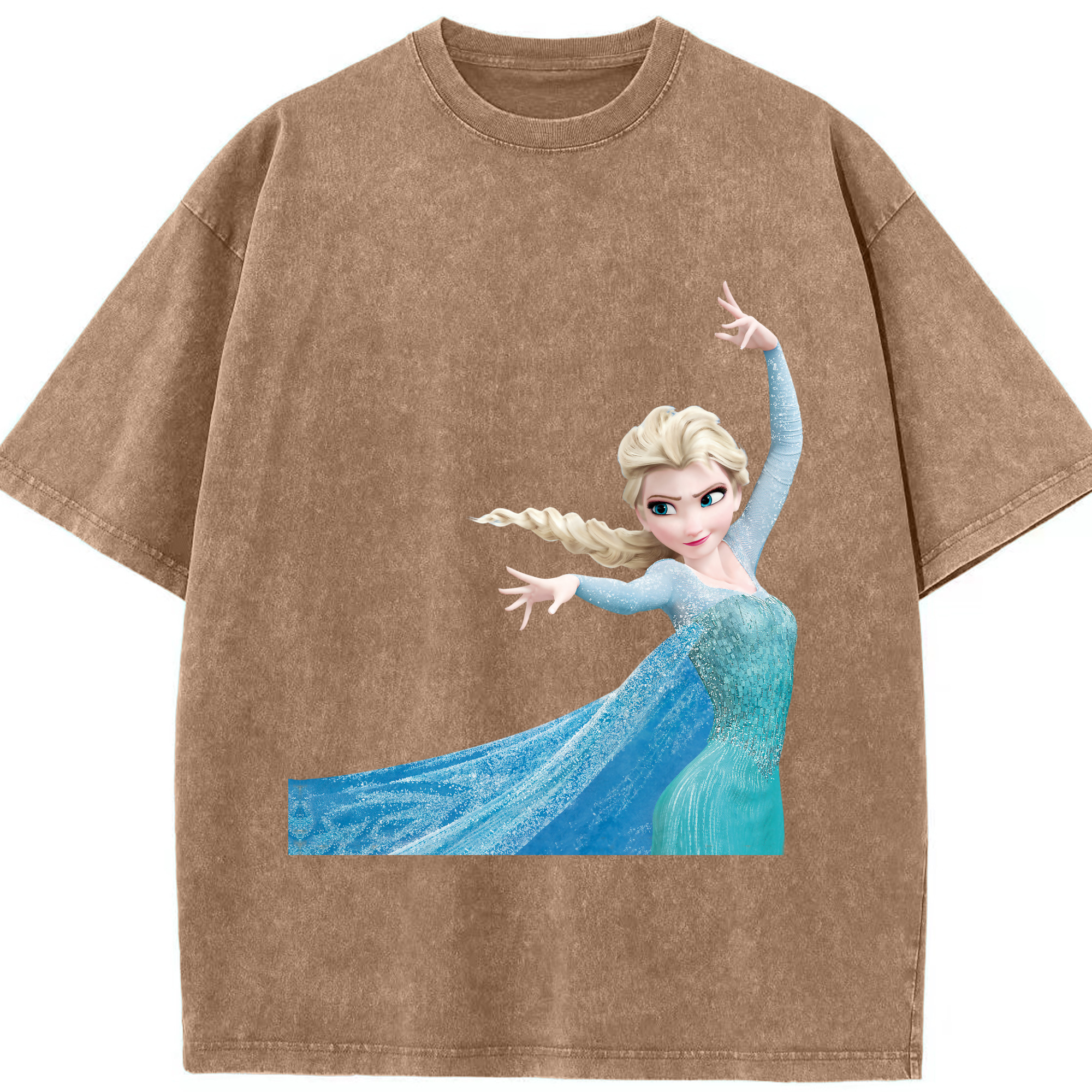 （画像用） アナと雪の女王 アンナ エルサ Frozen Anna Elsa 綿100% ヴィンテージ風 半袖Tシャツ（フロントプリント）