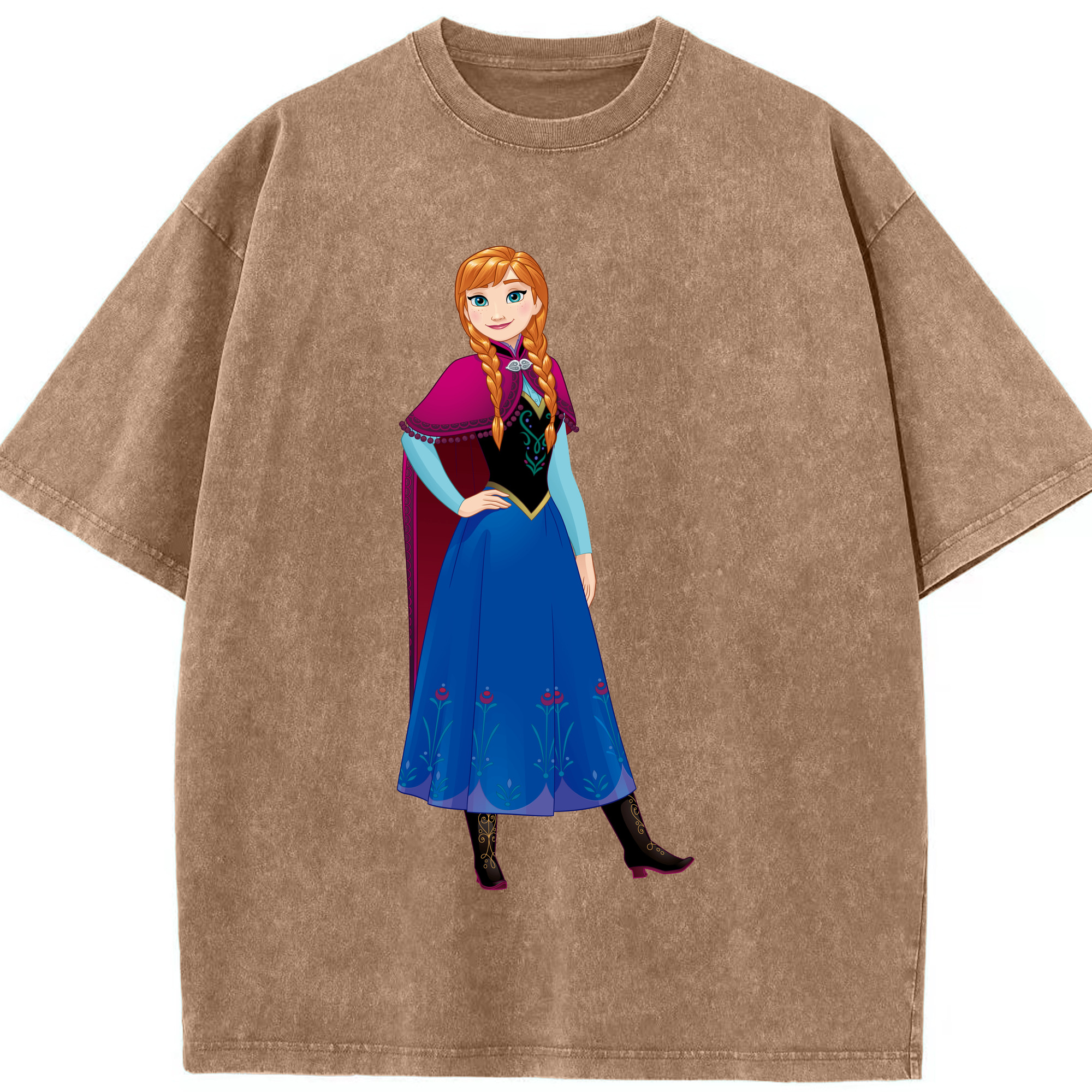 （画像用） アナと雪の女王 アンナ エルサ Frozen Anna Elsa 綿100% ヴィンテージ風 半袖Tシャツ（フロントプリント）