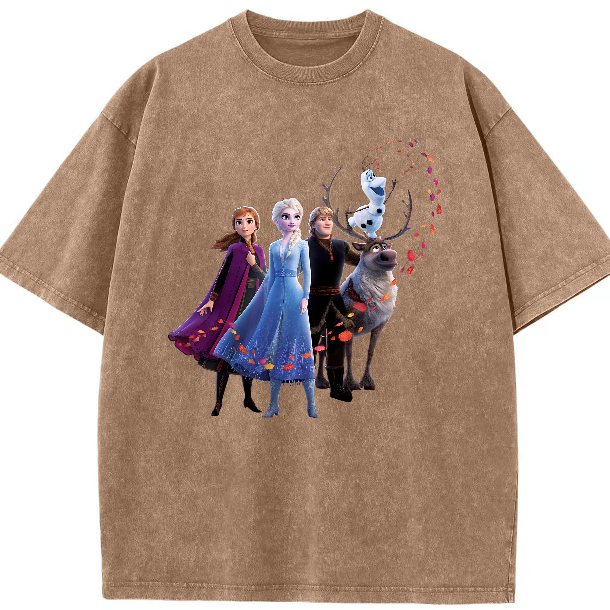 （画像用） アナと雪の女王 アンナ エルサ Frozen Anna Elsa 綿100% ヴィンテージ風 半袖Tシャツ（フロントプリント）