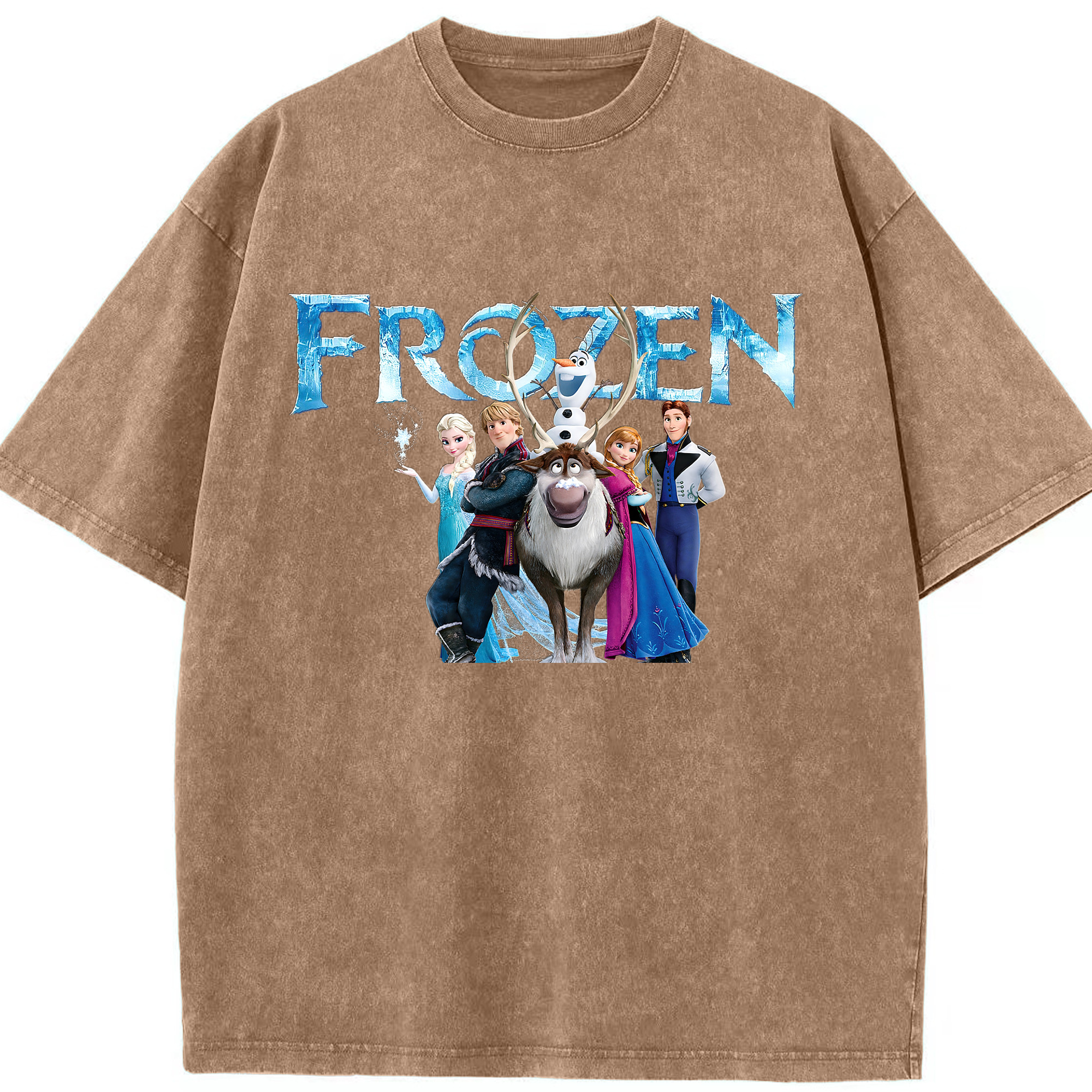 （画像用） アナと雪の女王 アンナ エルサ Frozen Anna Elsa 綿100% ヴィンテージ風 半袖Tシャツ（フロントプリント）