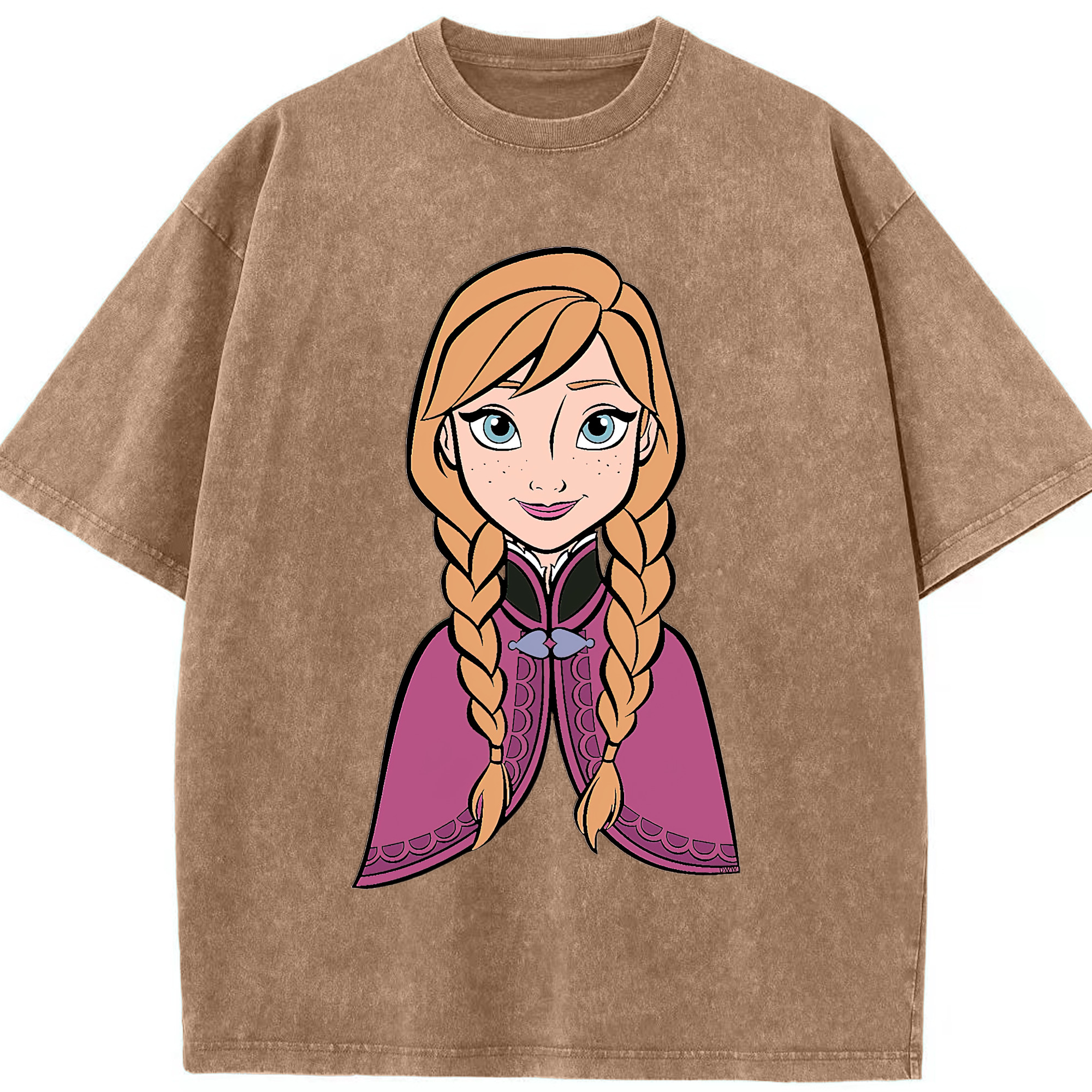 （画像用） アナと雪の女王 アンナ エルサ Frozen Anna Elsa 綿100% ヴィンテージ風 半袖Tシャツ（フロントプリント）