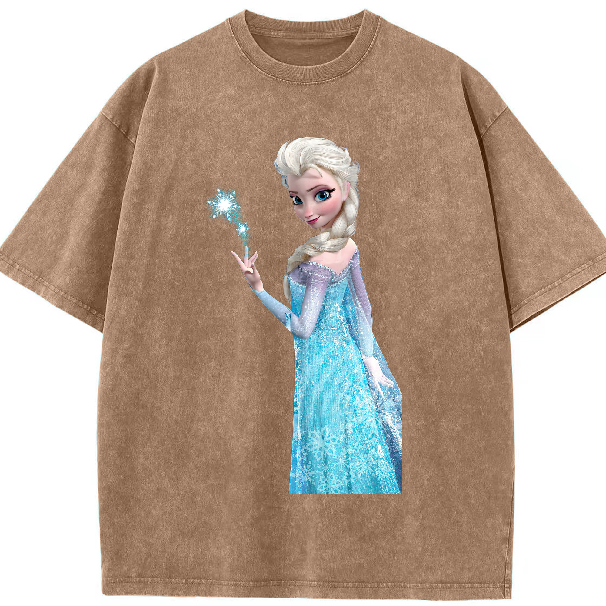 （画像用） アナと雪の女王 アンナ エルサ Frozen Anna Elsa 綿100% ヴィンテージ風 半袖Tシャツ（フロントプリント）