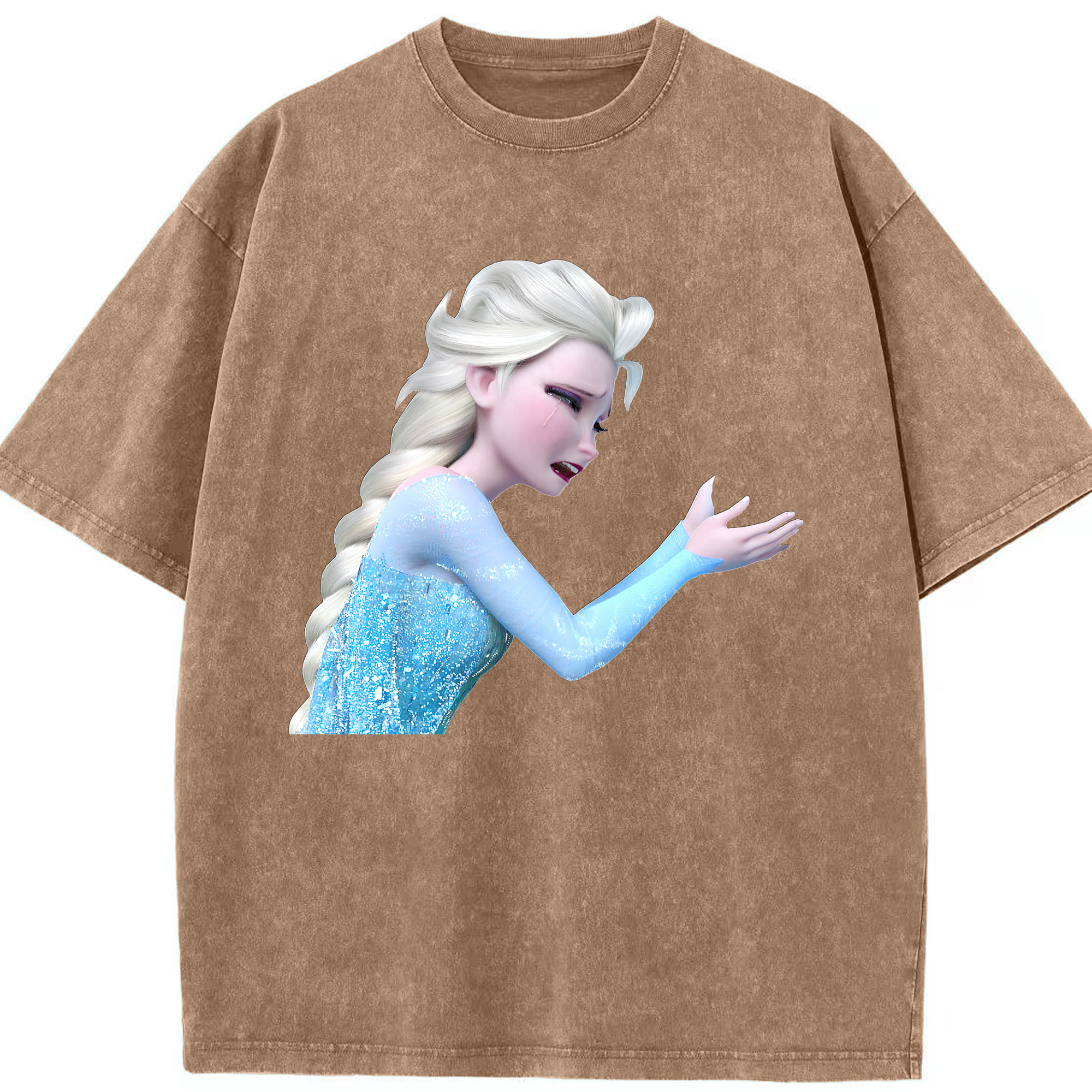 （画像用） アナと雪の女王 アンナ エルサ Frozen Anna Elsa 綿100% ヴィンテージ風 半袖Tシャツ（フロントプリント）