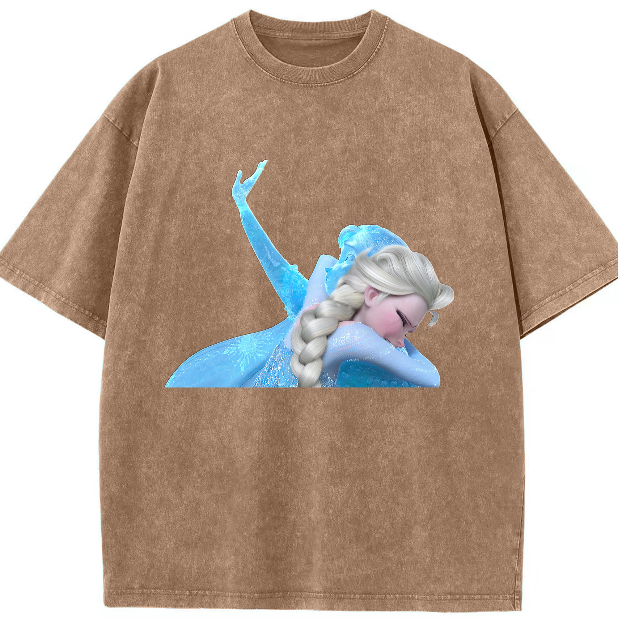（画像用） アナと雪の女王 アンナ エルサ Frozen Anna Elsa 綿100% ヴィンテージ風 半袖Tシャツ（フロントプリント）