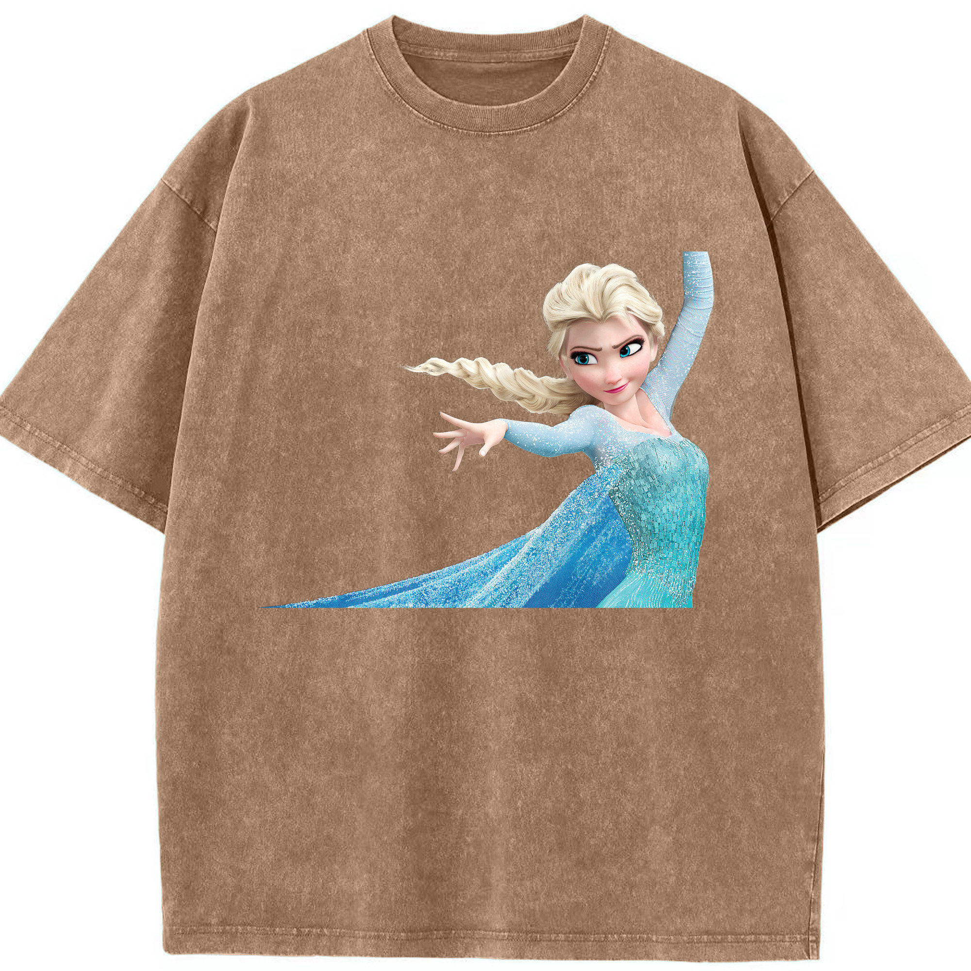（画像用） アナと雪の女王 アンナ エルサ Frozen Anna Elsa 綿100% ヴィンテージ風 半袖Tシャツ（フロントプリント）