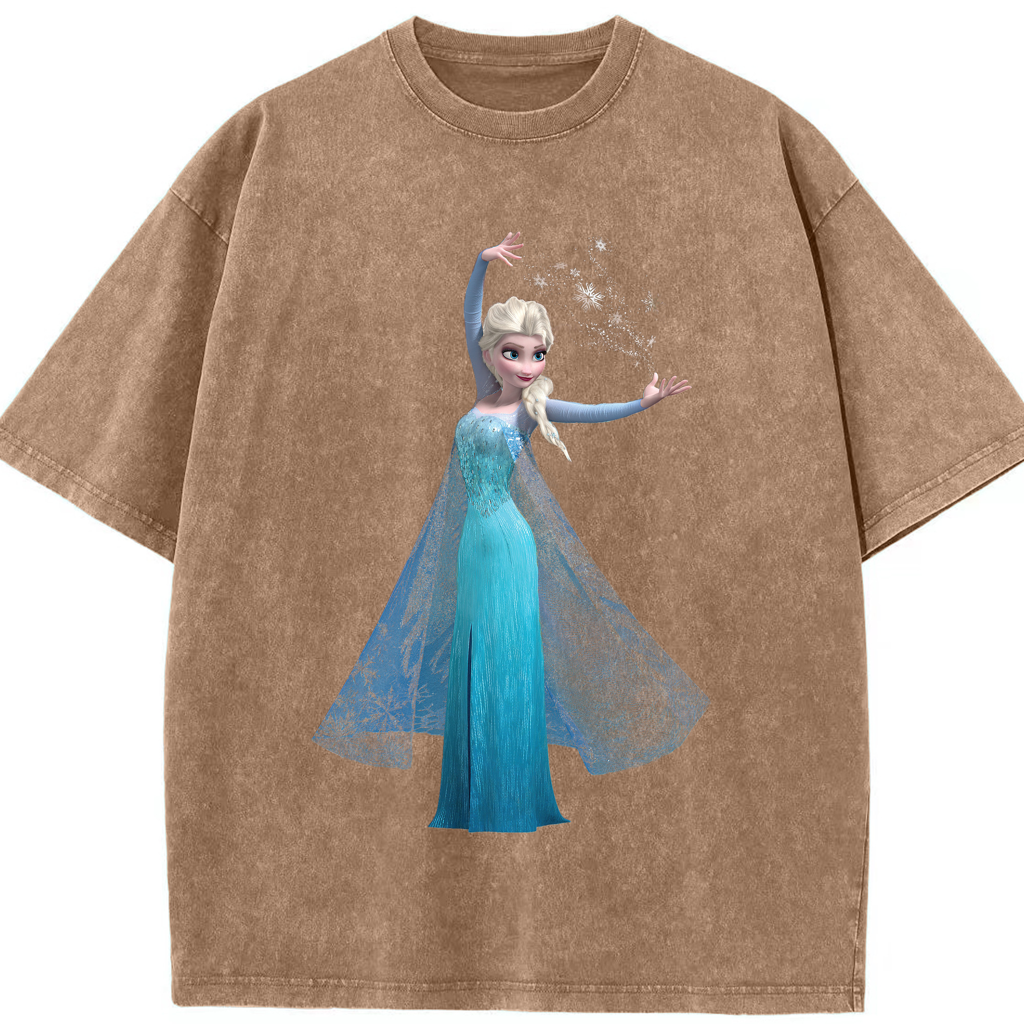 （画像用） アナと雪の女王 アンナ エルサ Frozen Anna Elsa 綿100% ヴィンテージ風 半袖Tシャツ（フロントプリント）