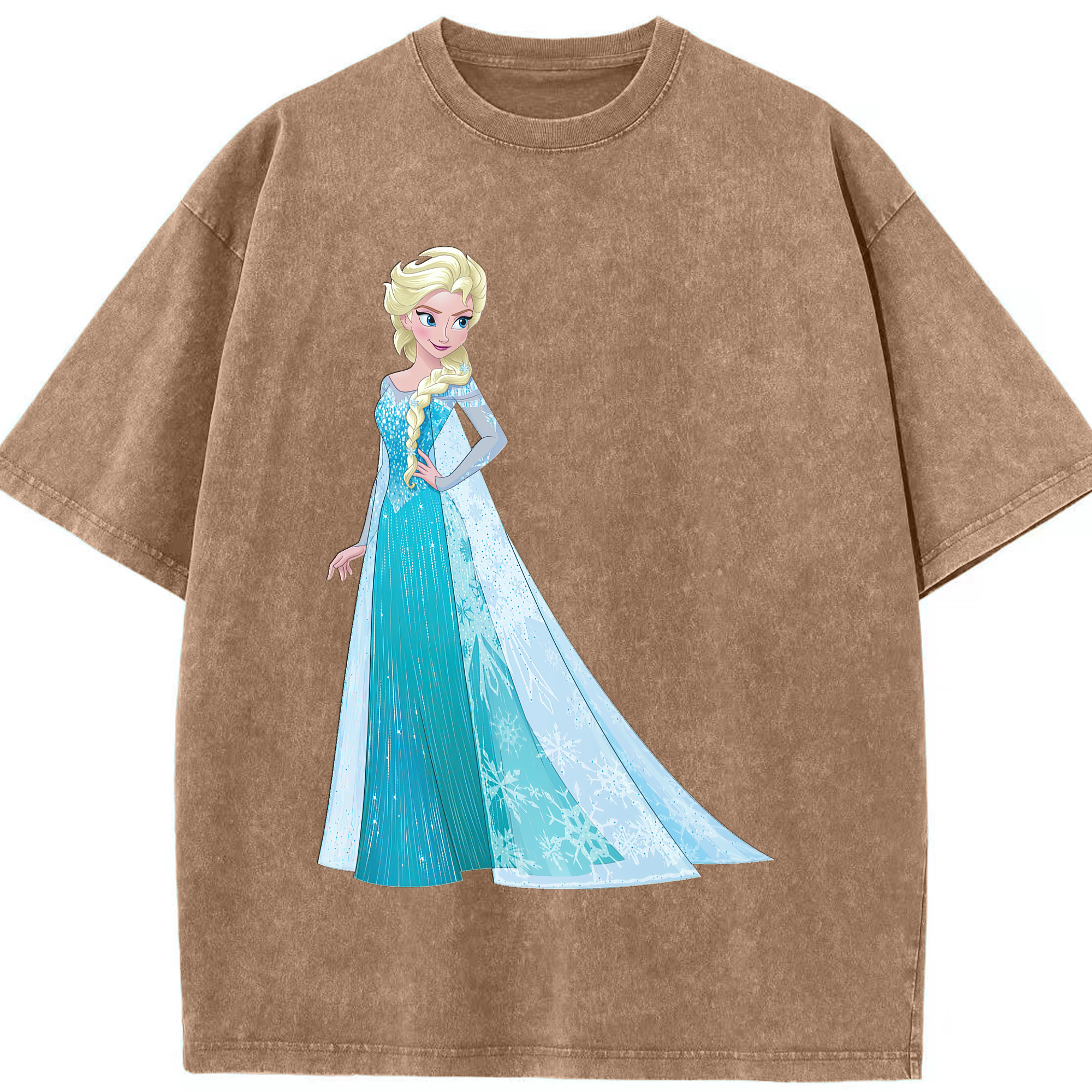 （画像用） アナと雪の女王 アンナ エルサ Frozen Anna Elsa 綿100% ヴィンテージ風 半袖Tシャツ（フロントプリント）