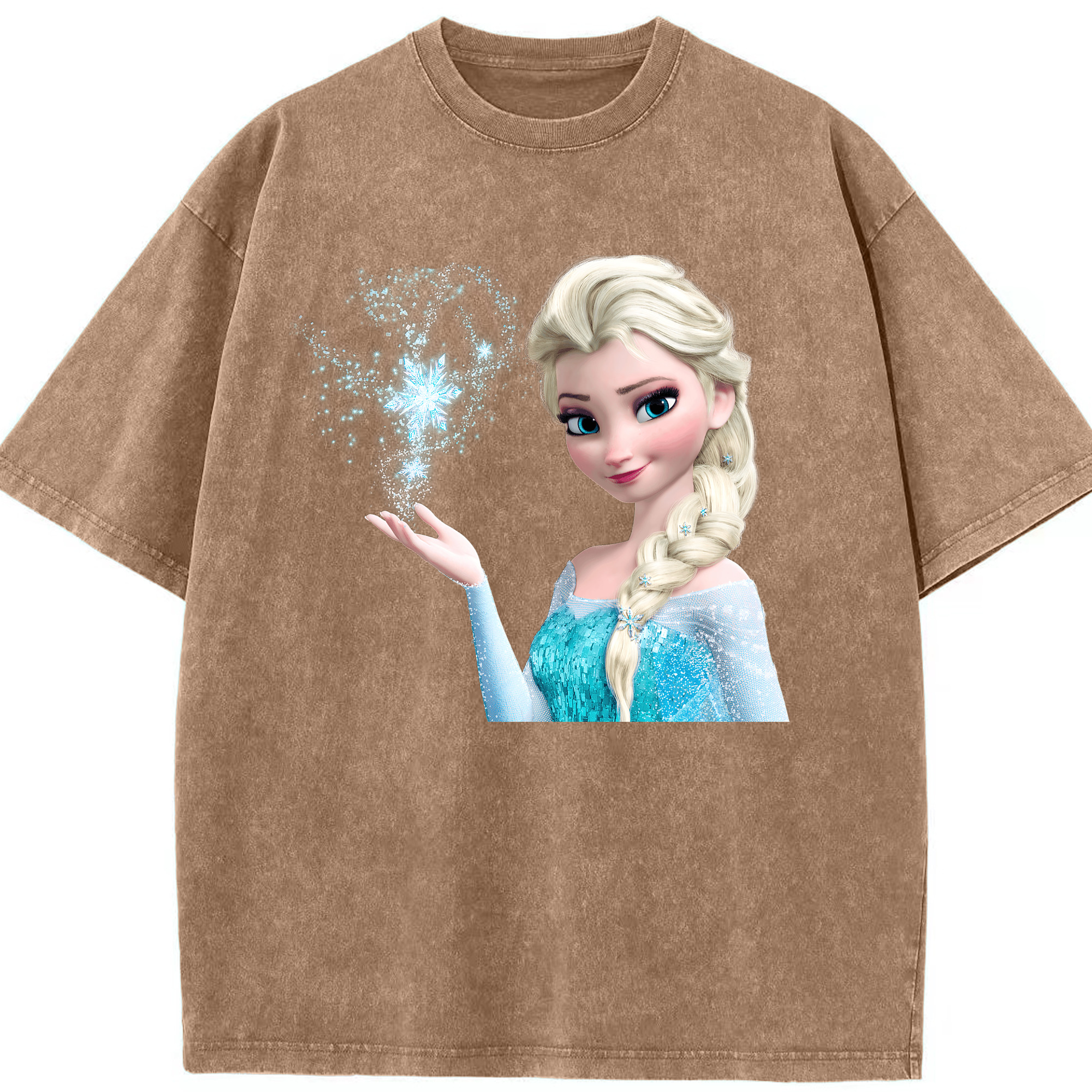 （画像用） アナと雪の女王 アンナ エルサ Frozen Anna Elsa 綿100% ヴィンテージ風 半袖Tシャツ（フロントプリント）