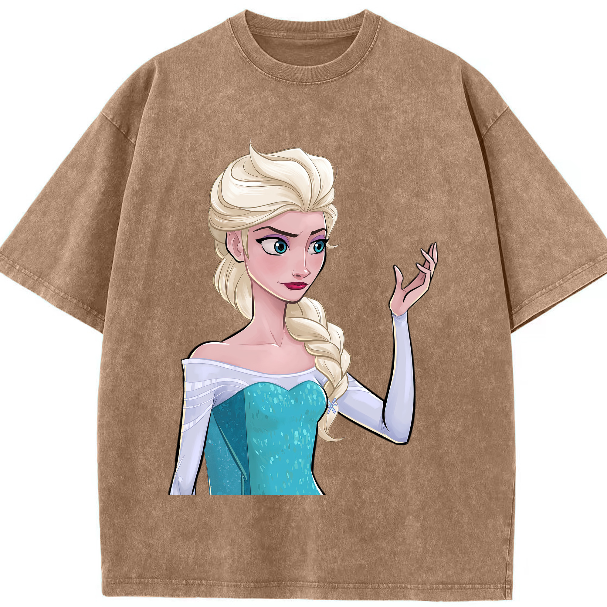 （画像用） アナと雪の女王 アンナ エルサ Frozen Anna Elsa 綿100% ヴィンテージ風 半袖Tシャツ（フロントプリント）
