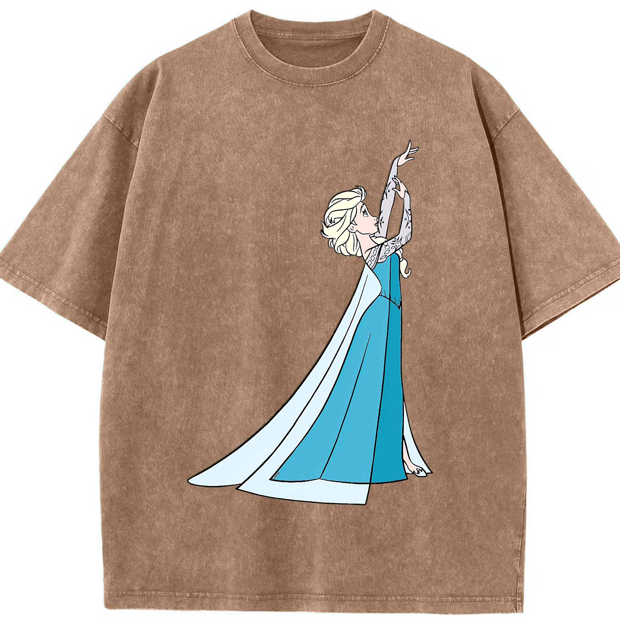 （画像用） アナと雪の女王 アンナ エルサ Frozen Anna Elsa 綿100% ヴィンテージ風 半袖Tシャツ（フロントプリント）