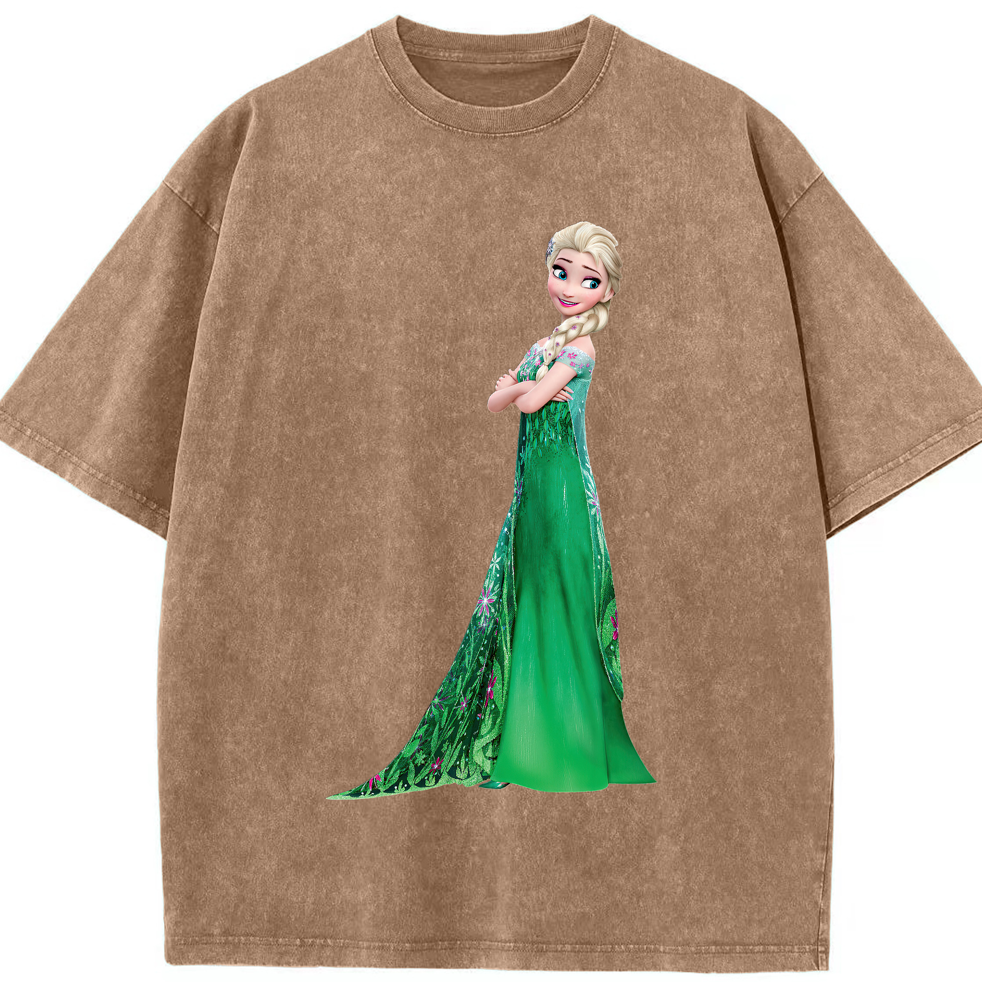 （画像用） アナと雪の女王 アンナ エルサ Frozen Anna Elsa 綿100% ヴィンテージ風 半袖Tシャツ（フロントプリント）