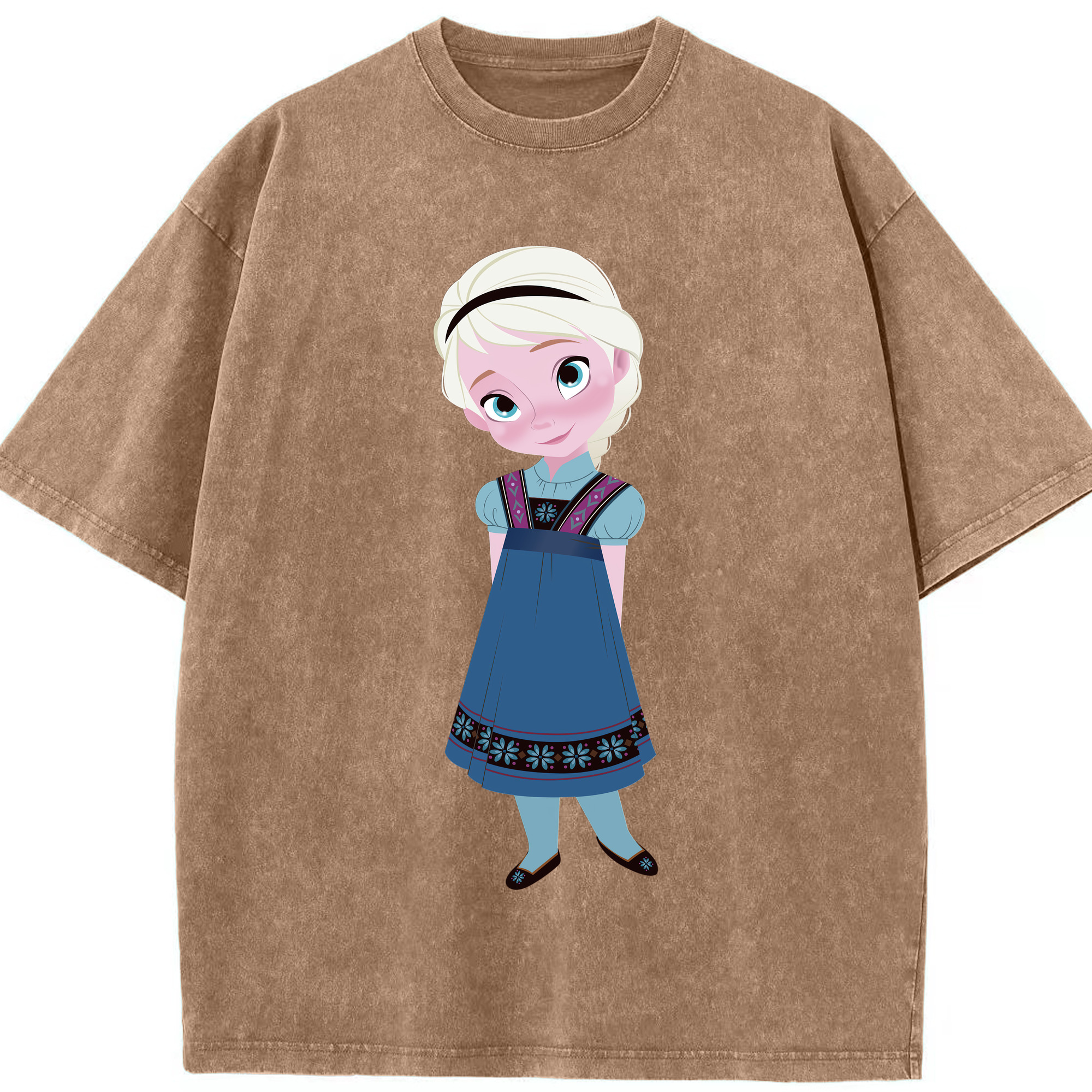 （画像用） アナと雪の女王 アンナ エルサ Frozen Anna Elsa 綿100% ヴィンテージ風 半袖Tシャツ（フロントプリント）
