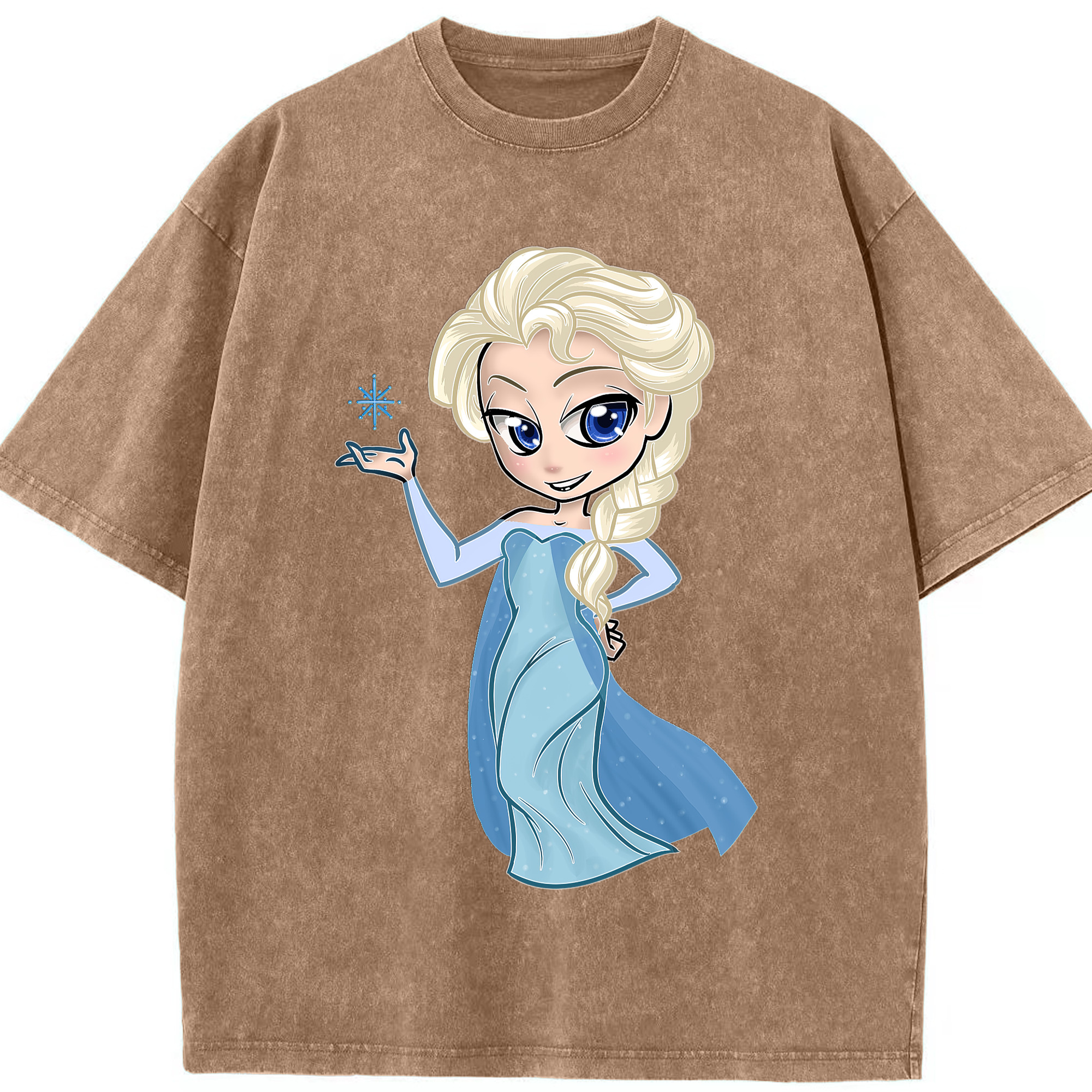 （画像用） アナと雪の女王 アンナ エルサ Frozen Anna Elsa 綿100% ヴィンテージ風 半袖Tシャツ（フロントプリント）