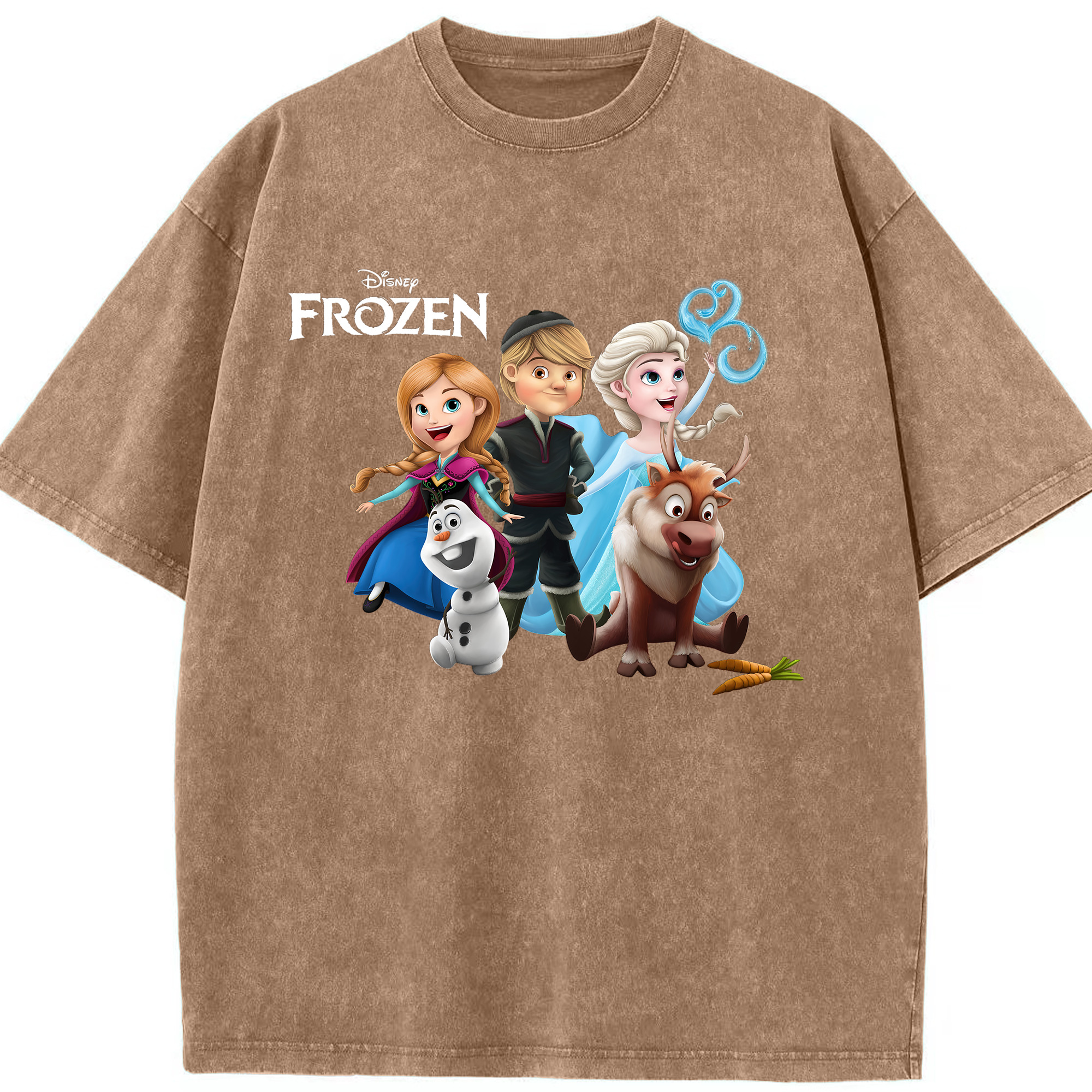 （画像用） アナと雪の女王 アンナ エルサ Frozen Anna Elsa 綿100% ヴィンテージ風 半袖Tシャツ（フロントプリント）