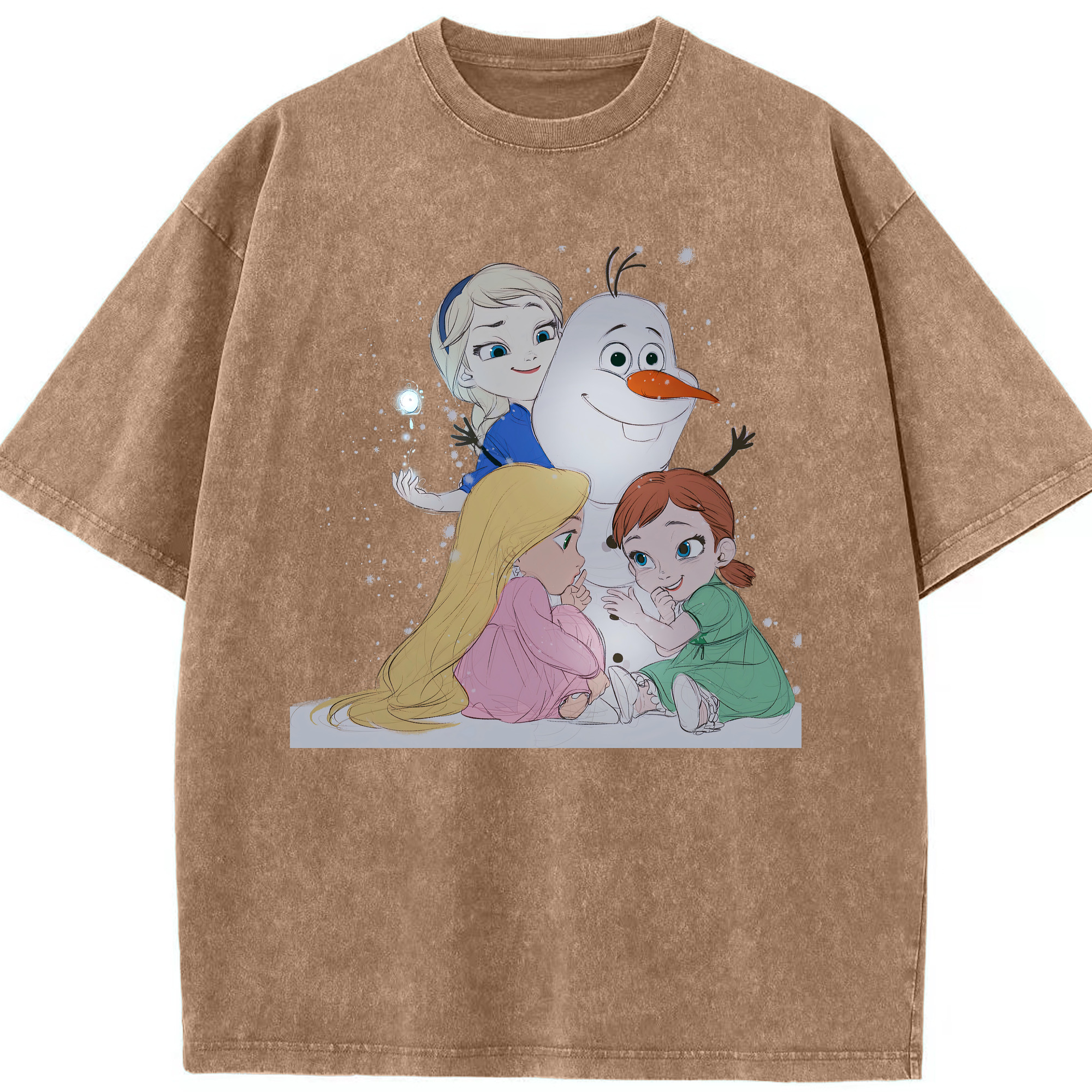 （画像用） アナと雪の女王 アンナ エルサ Frozen Anna Elsa 綿100% ヴィンテージ風 半袖Tシャツ（フロントプリント）