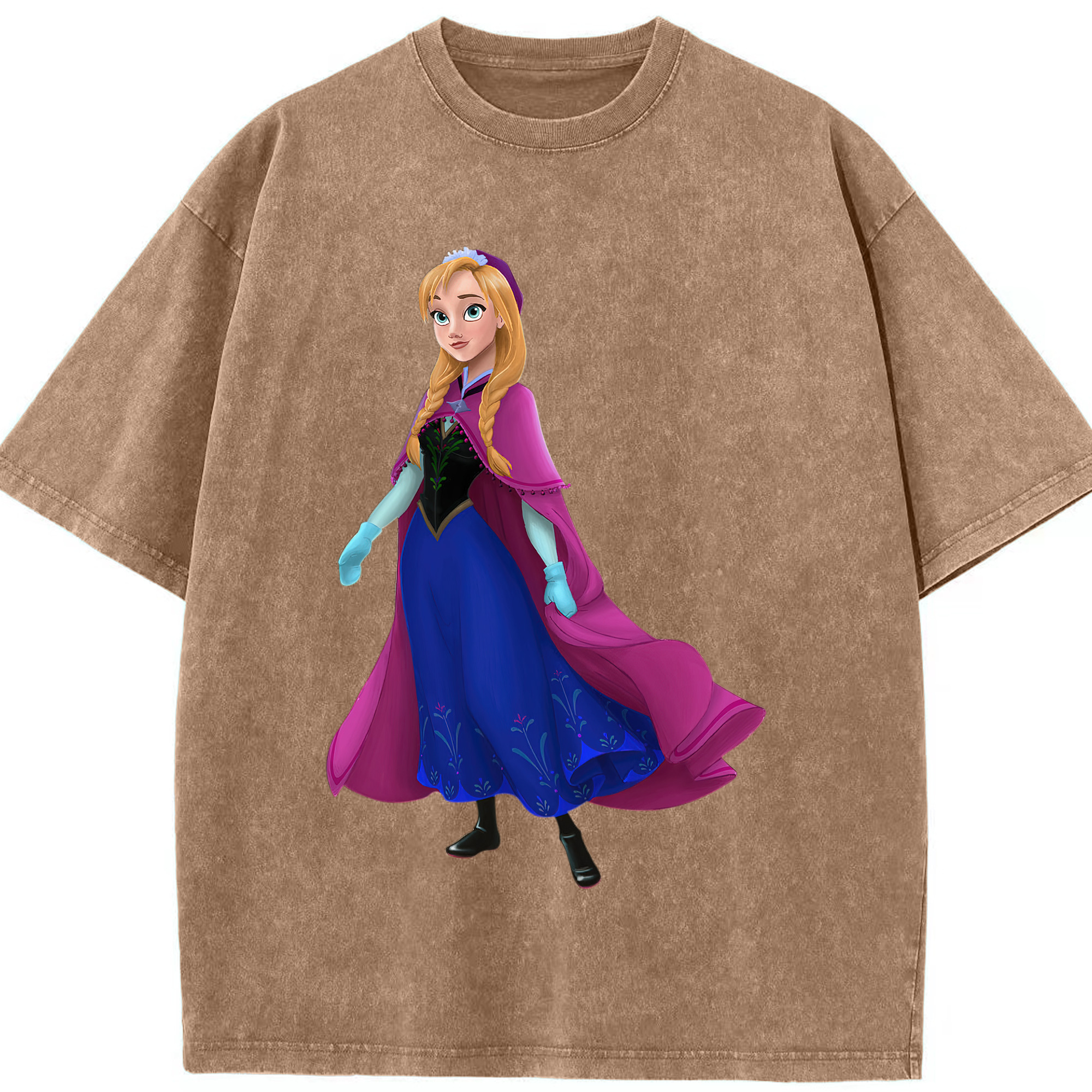 （画像用） アナと雪の女王 アンナ エルサ Frozen Anna Elsa 綿100% ヴィンテージ風 半袖Tシャツ（フロントプリント）