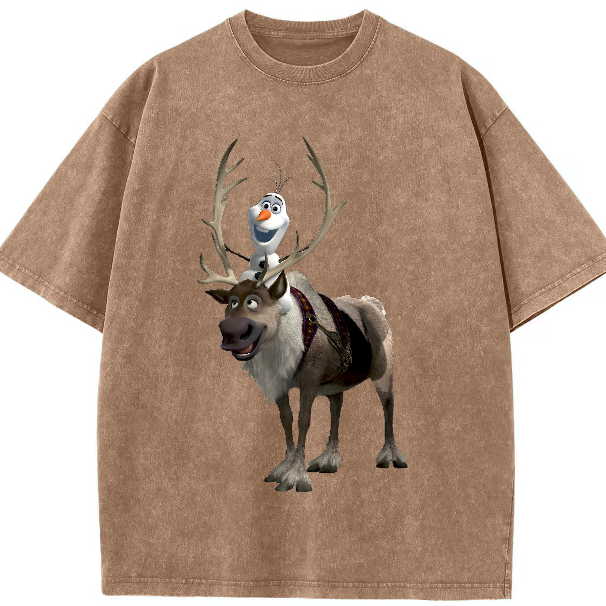 （画像用） アナと雪の女王 アンナ エルサ Frozen Anna Elsa 綿100% ヴィンテージ風 半袖Tシャツ（フロントプリント）