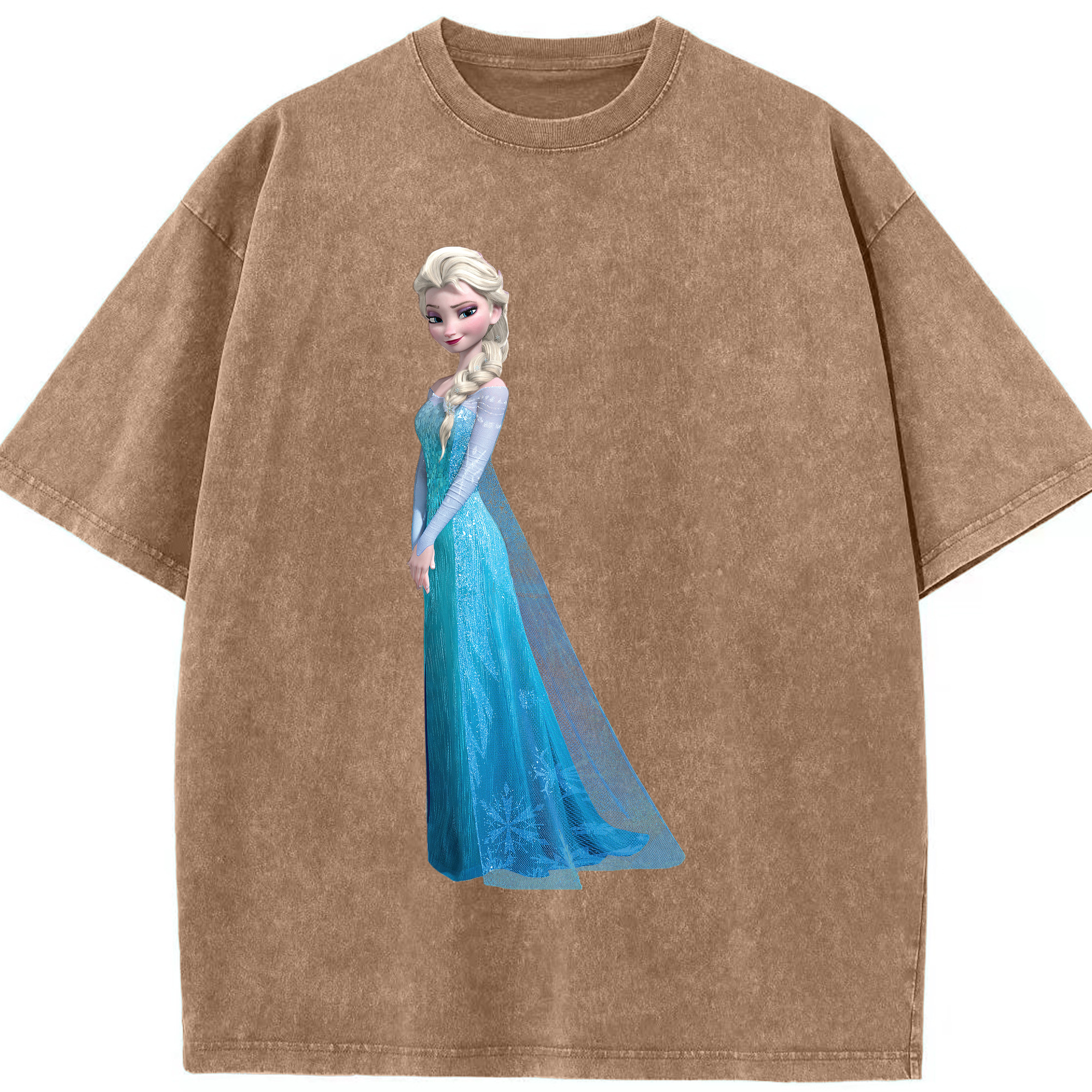 （画像用） アナと雪の女王 アンナ エルサ Frozen Anna Elsa 綿100% ヴィンテージ風 半袖Tシャツ（フロントプリント）