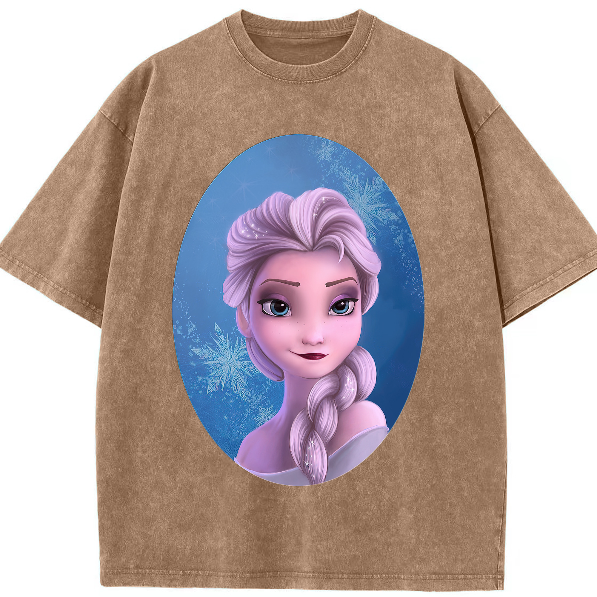 （画像用） アナと雪の女王 アンナ エルサ Frozen Anna Elsa 綿100% ヴィンテージ風 半袖Tシャツ（フロントプリント）