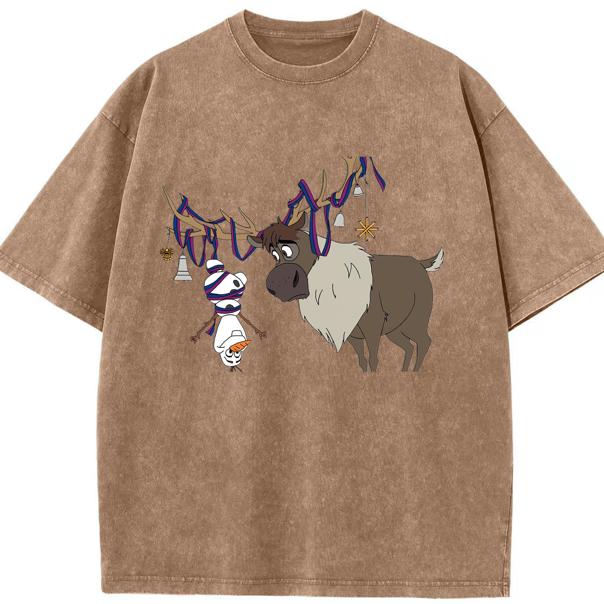 （画像用） アナと雪の女王 アンナ エルサ Frozen Anna Elsa 綿100% ヴィンテージ風 半袖Tシャツ（フロントプリント）