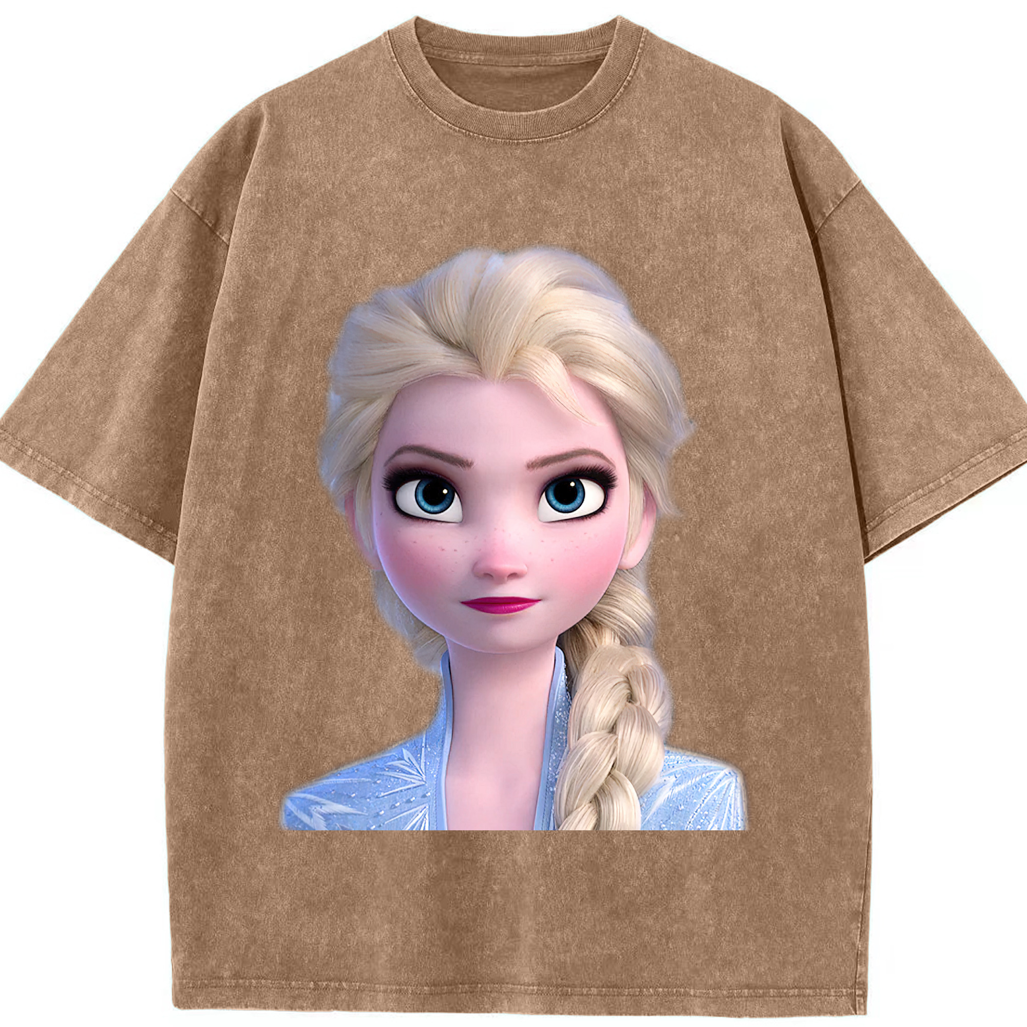 （画像用） アナと雪の女王 アンナ エルサ Frozen Anna Elsa 綿100% ヴィンテージ風 半袖Tシャツ（フロントプリント）