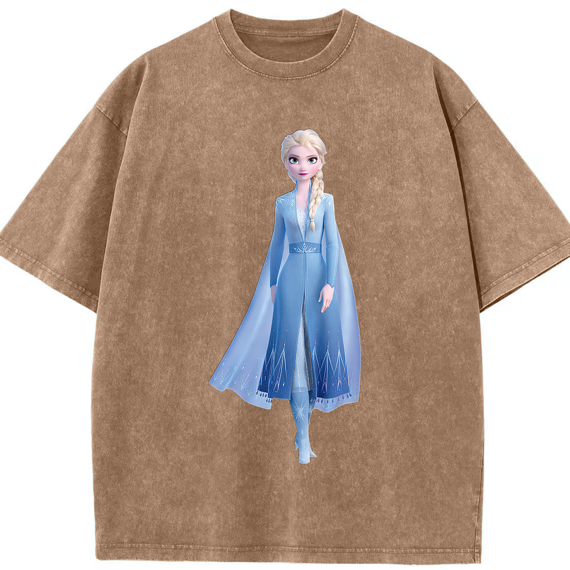 （画像用） アナと雪の女王 アンナ エルサ Frozen Anna Elsa 綿100% ヴィンテージ風 半袖Tシャツ（フロントプリント）