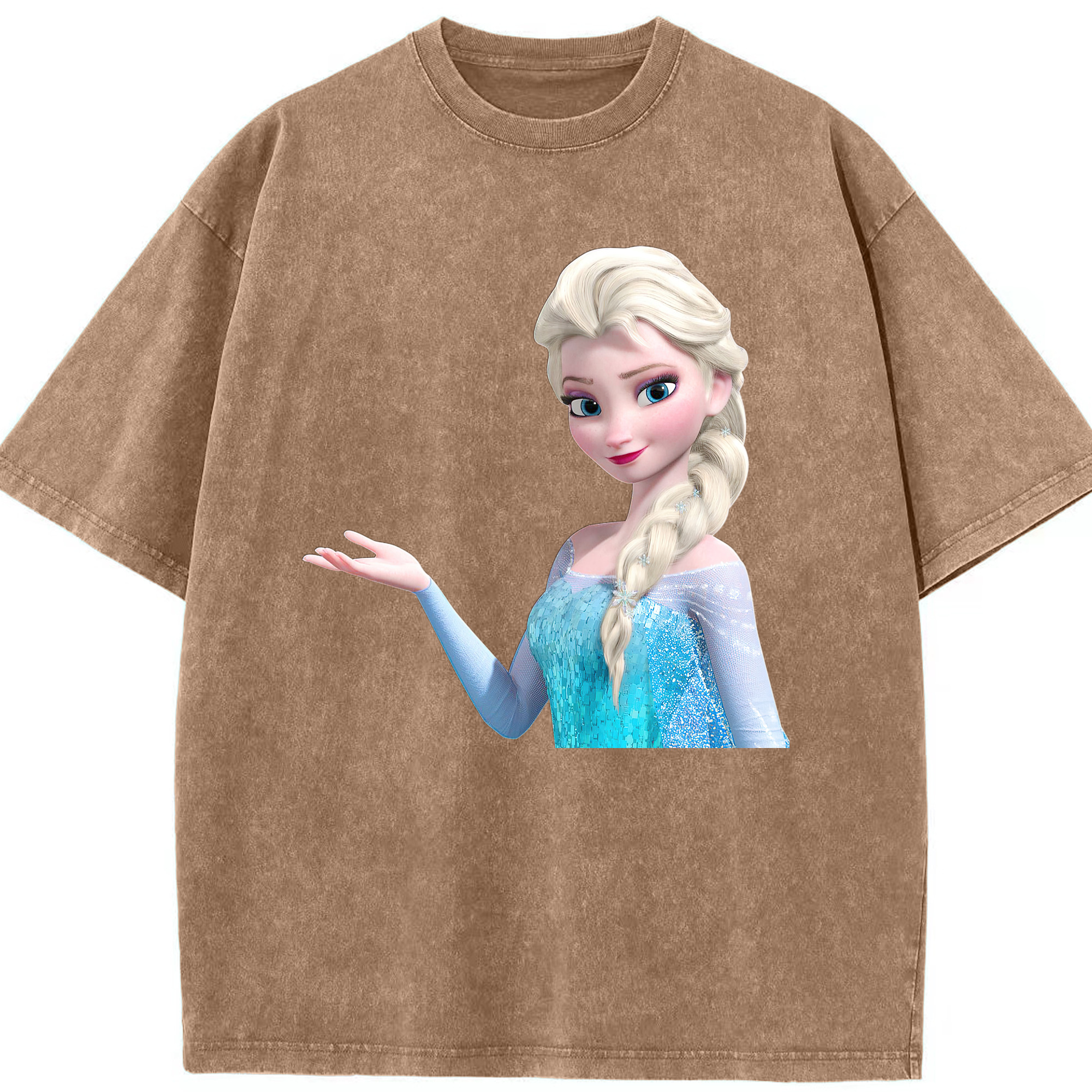 （画像用） アナと雪の女王 アンナ エルサ Frozen Anna Elsa 綿100% ヴィンテージ風 半袖Tシャツ（フロントプリント）