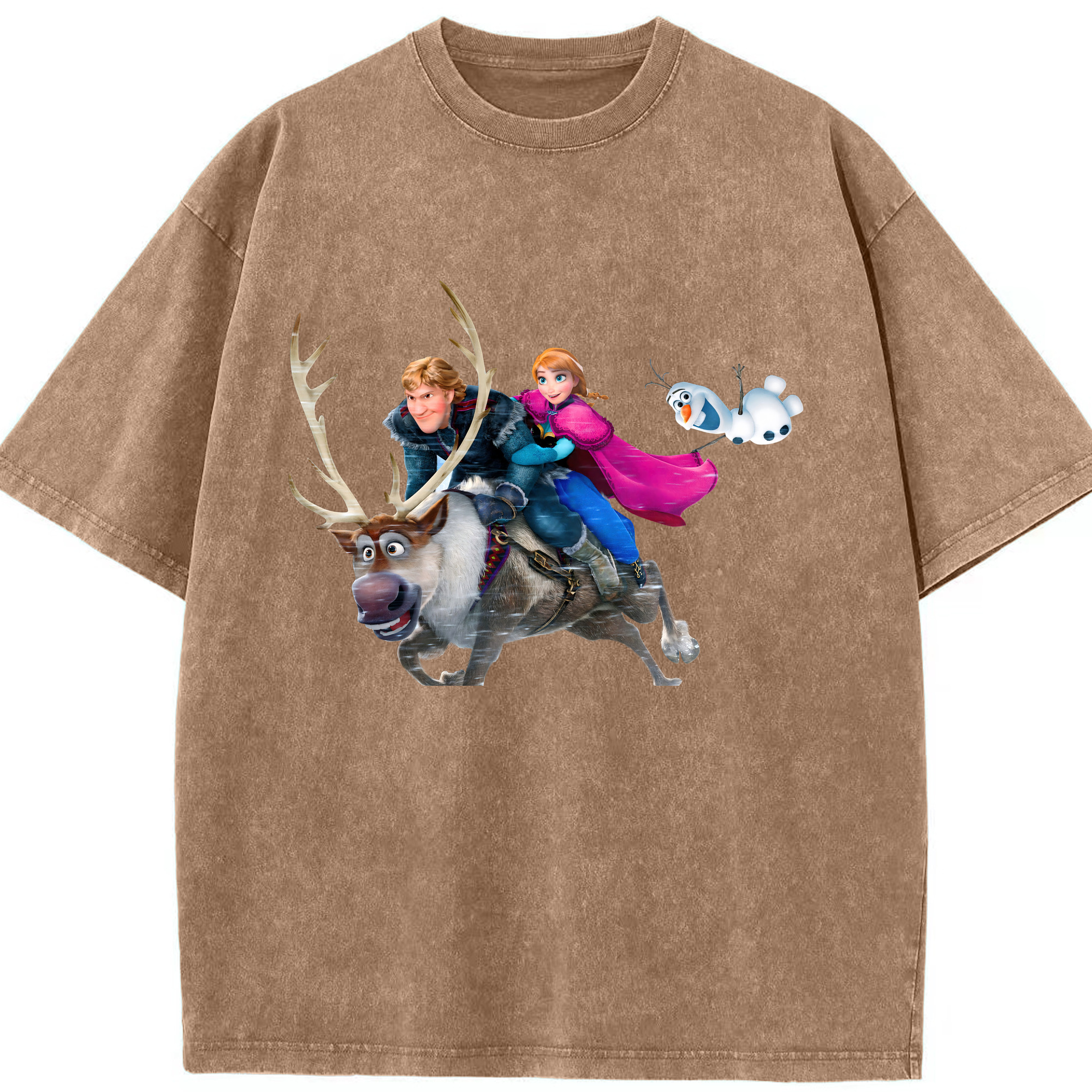 （画像用） アナと雪の女王 アンナ エルサ Frozen Anna Elsa 綿100% ヴィンテージ風 半袖Tシャツ（フロントプリント）
