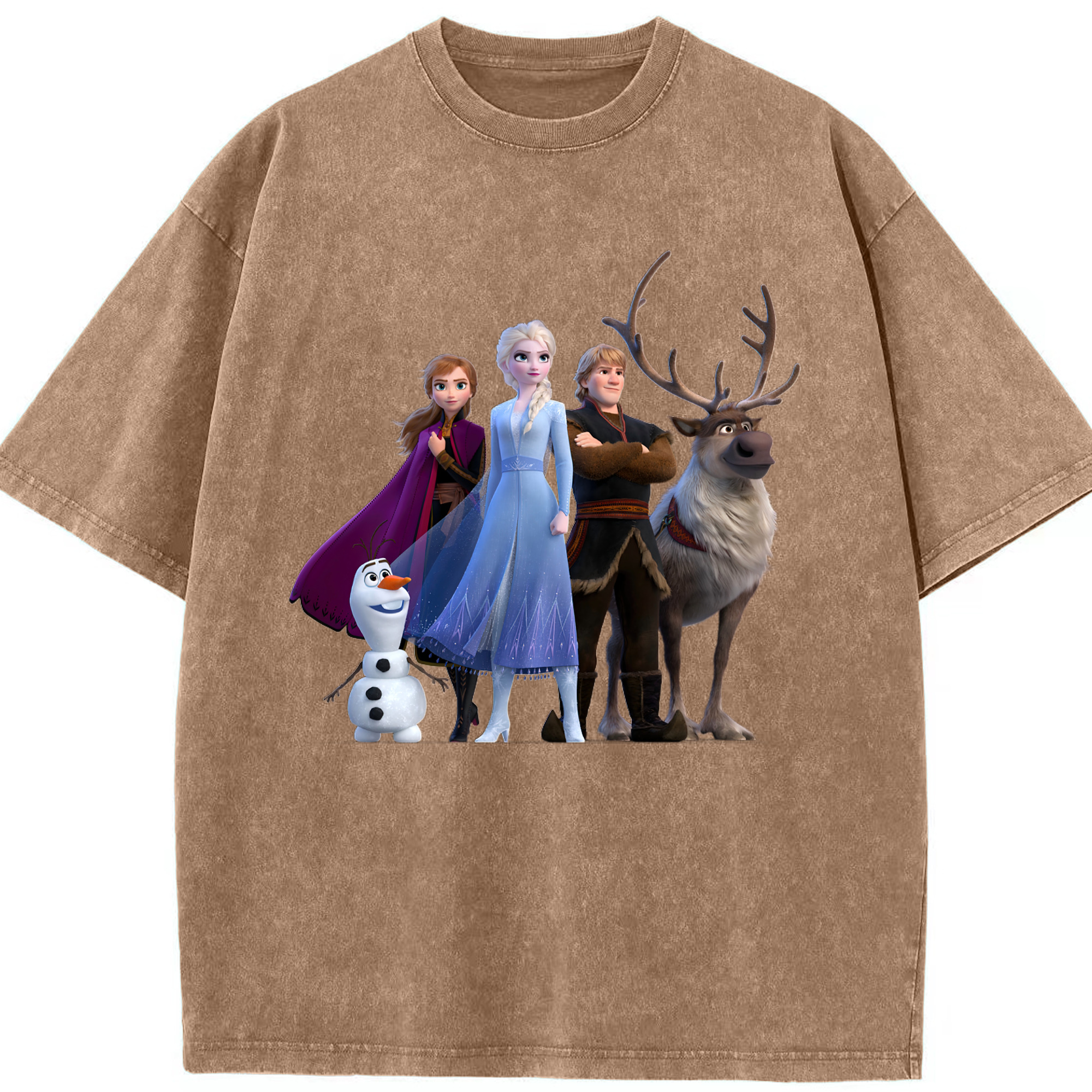 （画像用） アナと雪の女王 アンナ エルサ Frozen Anna Elsa 綿100% ヴィンテージ風 半袖Tシャツ（フロントプリント）