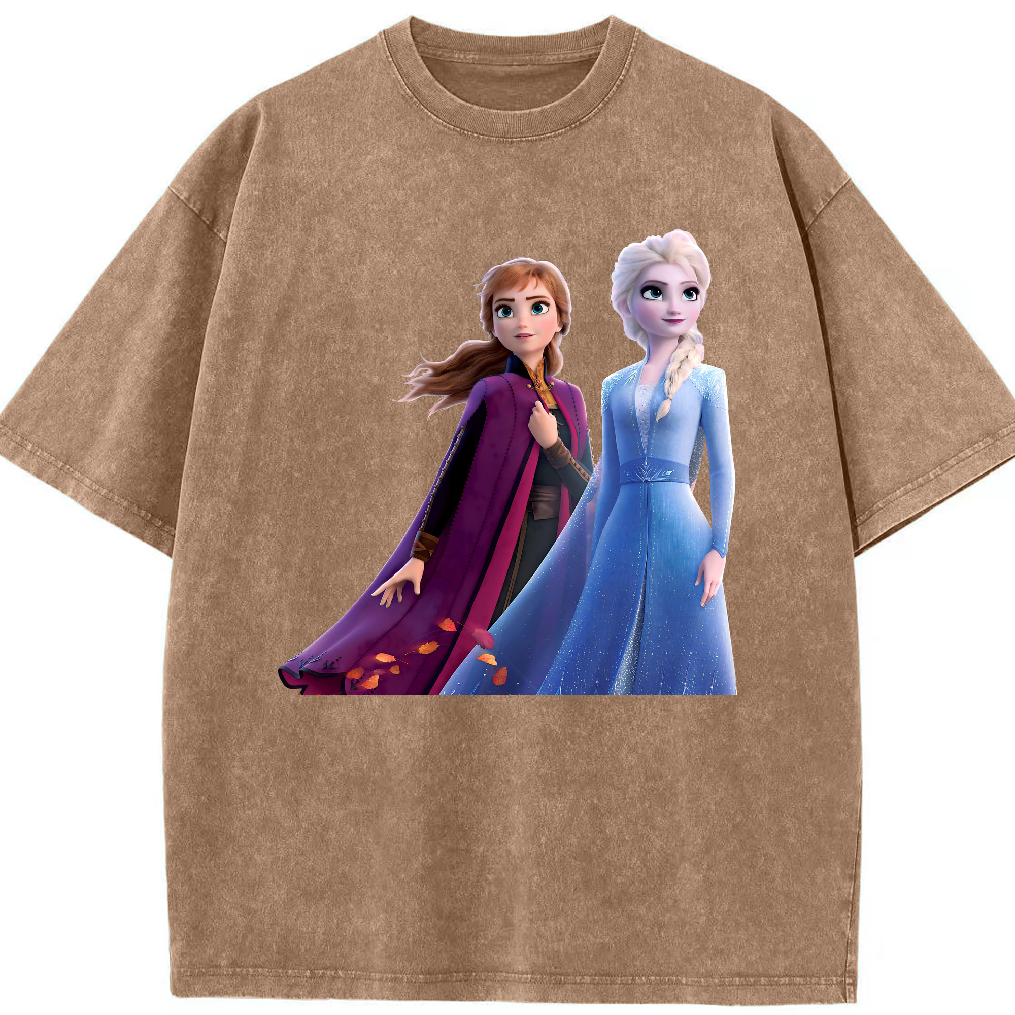 （画像用） アナと雪の女王 アンナ エルサ Frozen Anna Elsa 綿100% ヴィンテージ風 半袖Tシャツ（フロントプリント）