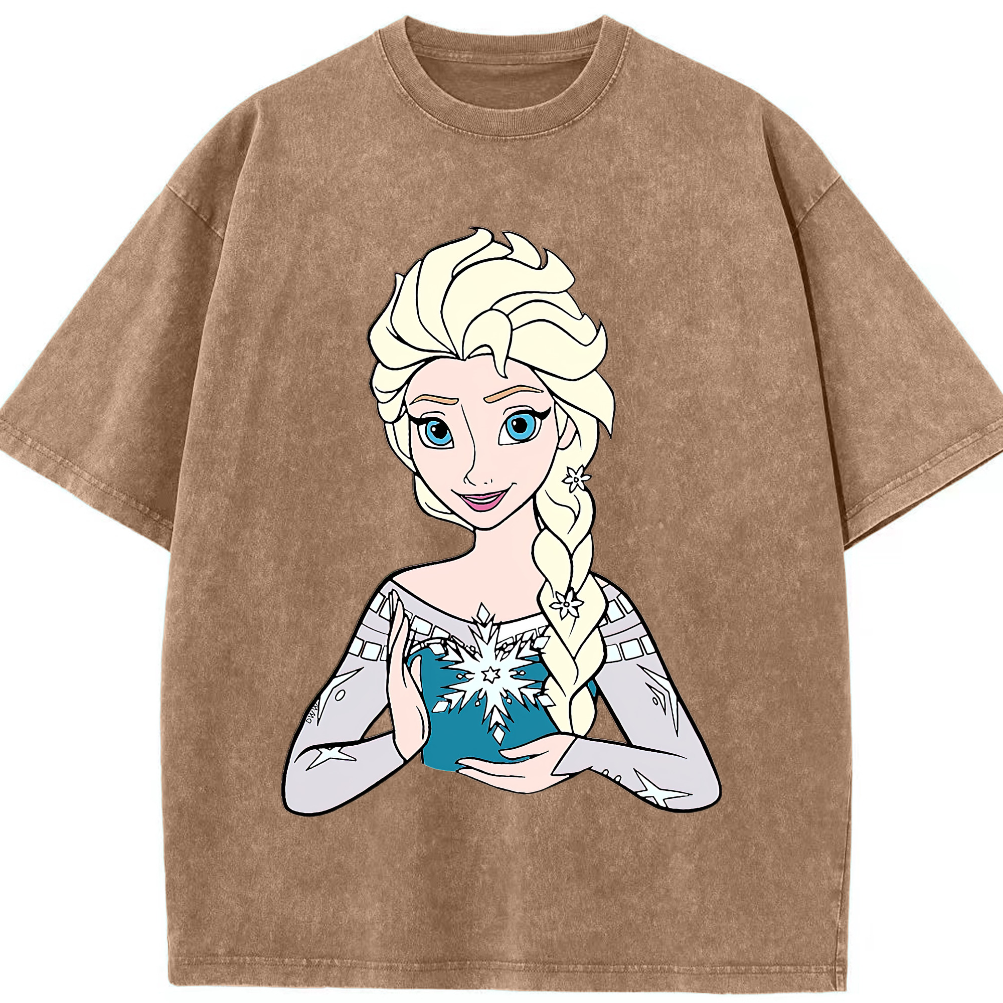 （画像用） アナと雪の女王 アンナ エルサ Frozen Anna Elsa 綿100% ヴィンテージ風 半袖Tシャツ（フロントプリント）
