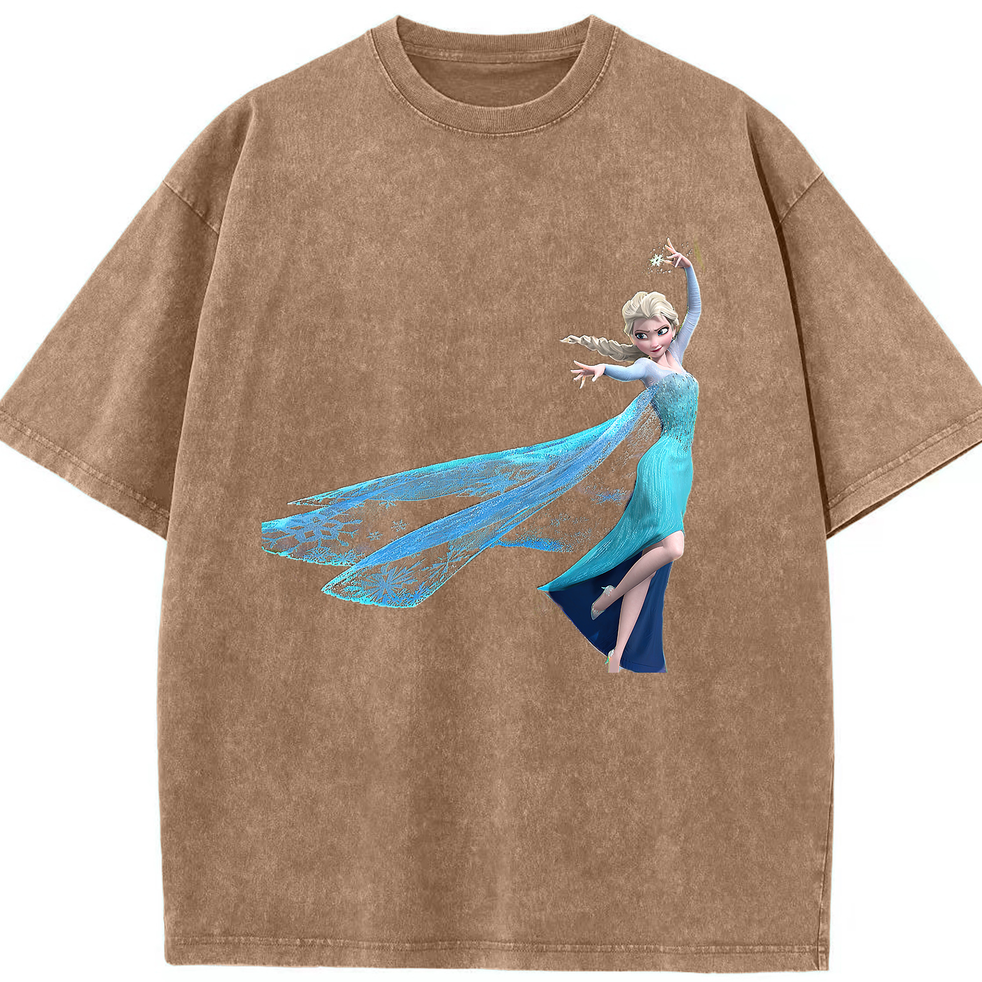 （画像用） アナと雪の女王 アンナ エルサ Frozen Anna Elsa 綿100% ヴィンテージ風 半袖Tシャツ（フロントプリント）