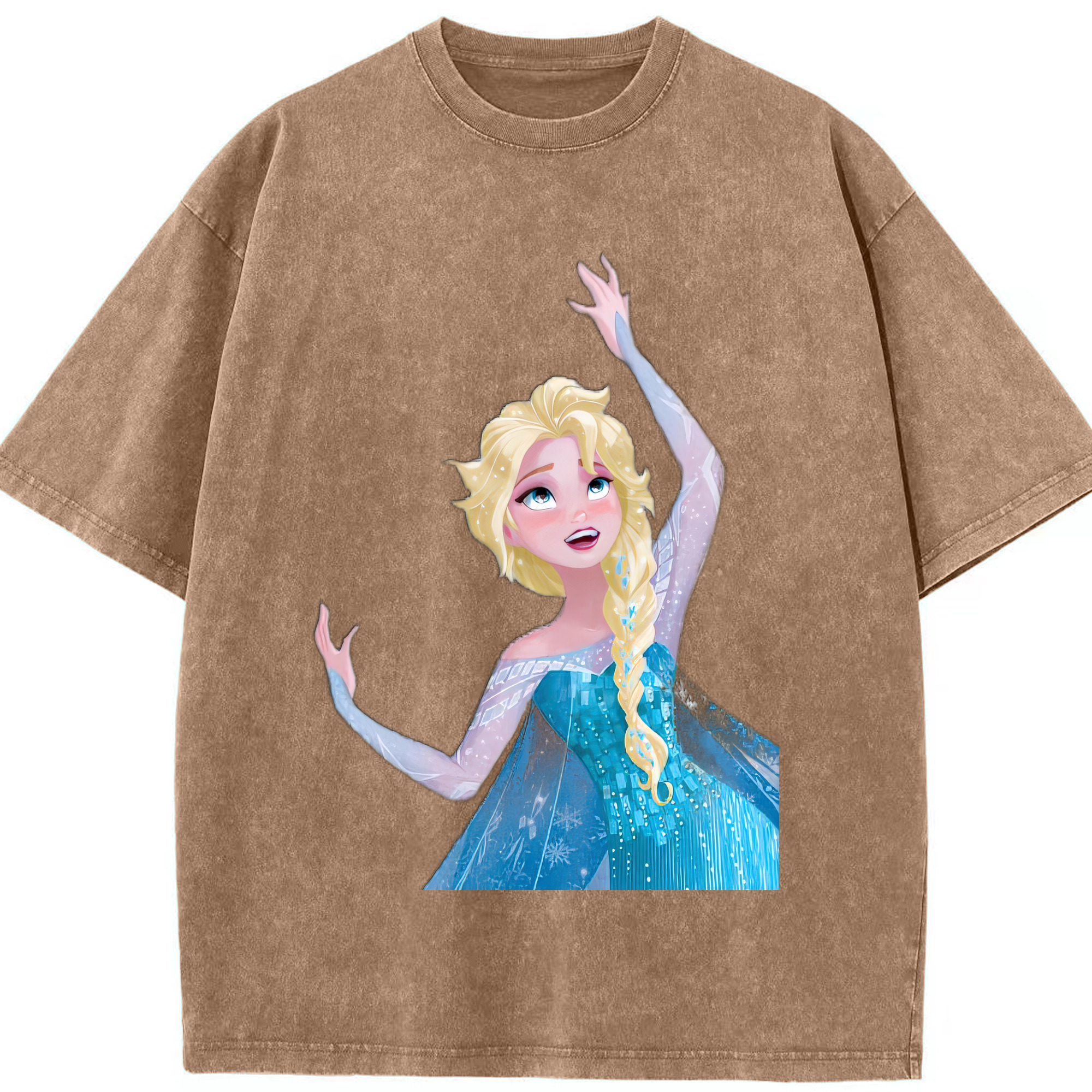 （画像用） アナと雪の女王 アンナ エルサ Frozen Anna Elsa 綿100% ヴィンテージ風 半袖Tシャツ（フロントプリント）