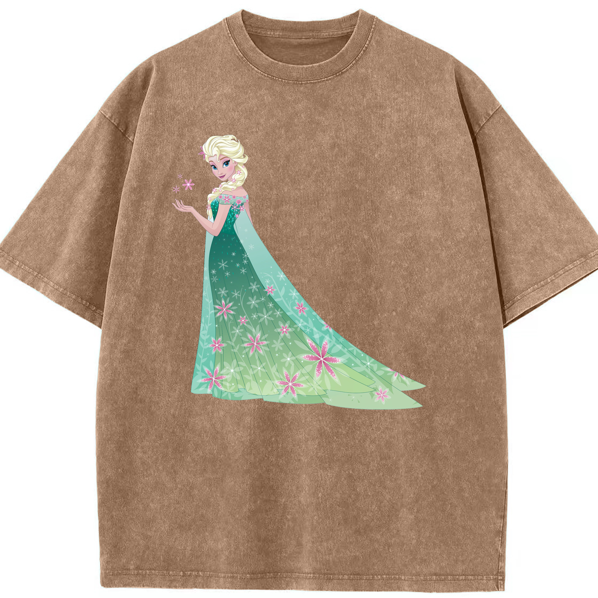 （画像用） アナと雪の女王 アンナ エルサ Frozen Anna Elsa 綿100% ヴィンテージ風 半袖Tシャツ（フロントプリント）