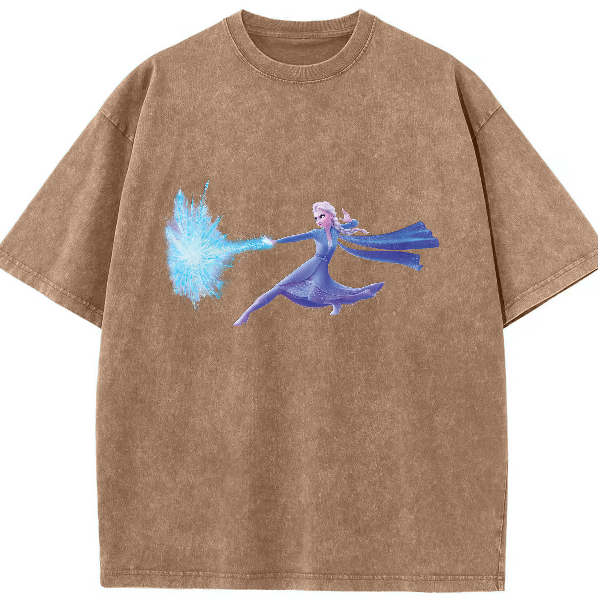 （画像用） アナと雪の女王 アンナ エルサ Frozen Anna Elsa 綿100% ヴィンテージ風 半袖Tシャツ（フロントプリント）