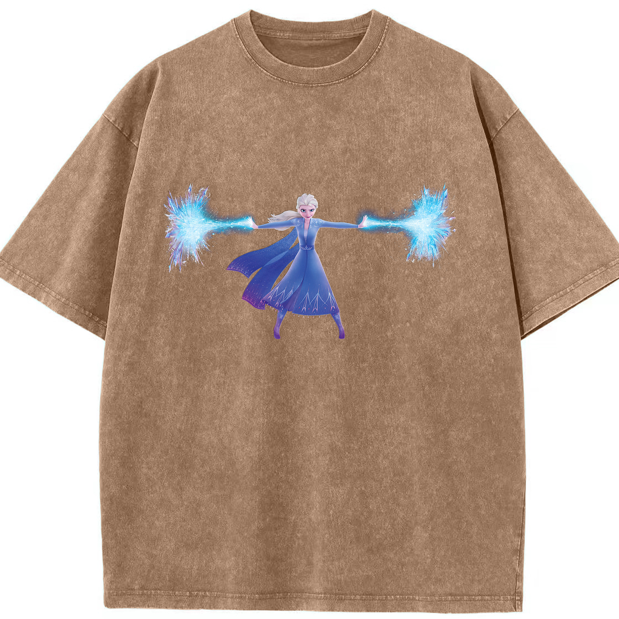 （画像用） アナと雪の女王 アンナ エルサ Frozen Anna Elsa 綿100% ヴィンテージ風 半袖Tシャツ（フロントプリント）