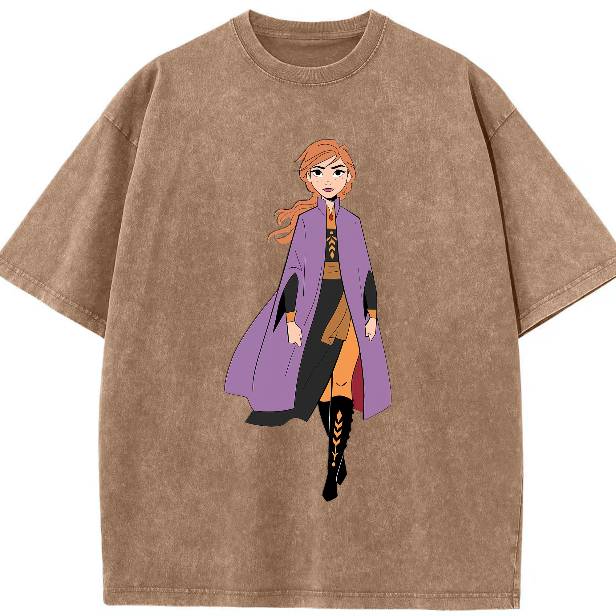 （画像用） アナと雪の女王 アンナ エルサ Frozen Anna Elsa 綿100% ヴィンテージ風 半袖Tシャツ（フロントプリント）