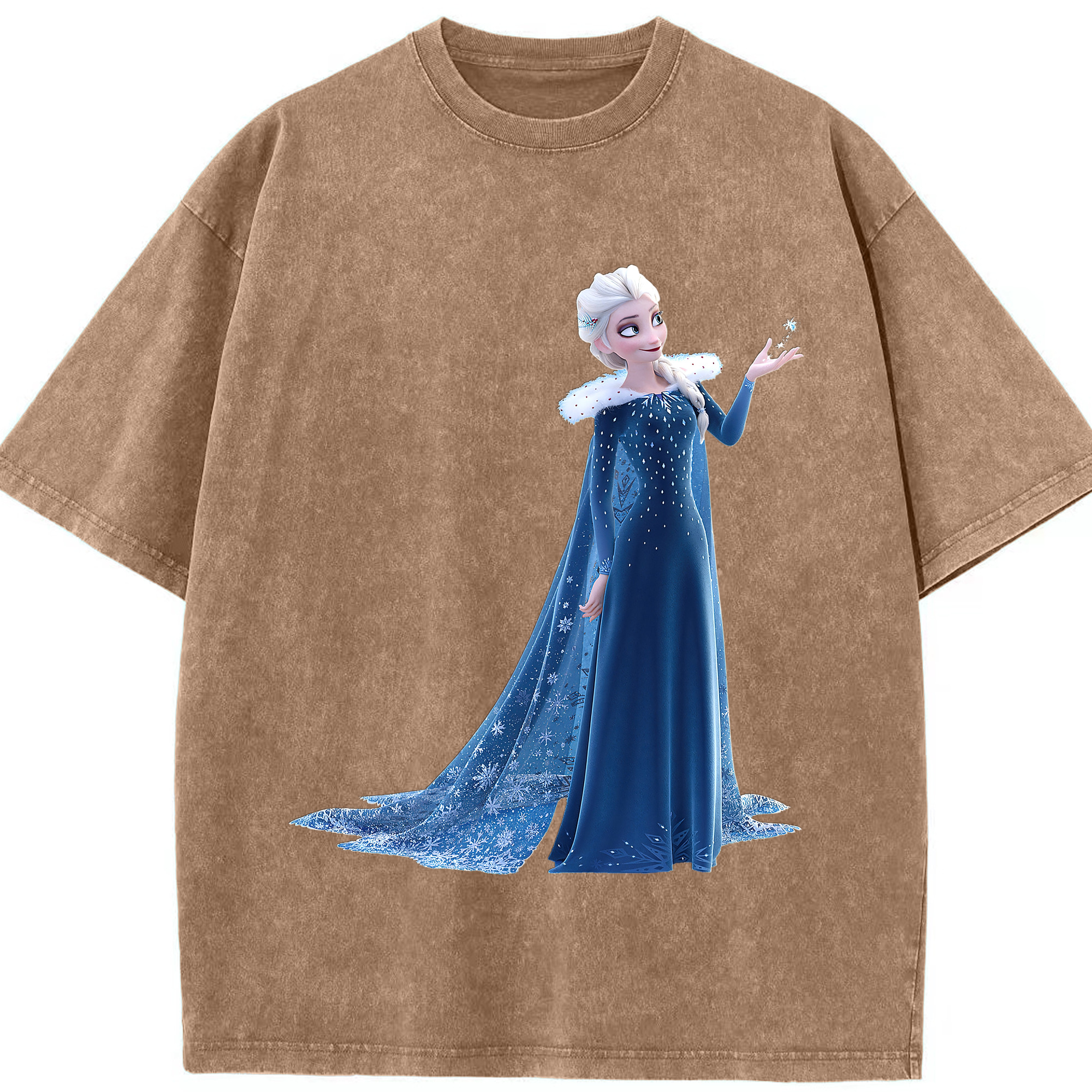 （画像用） アナと雪の女王 アンナ エルサ Frozen Anna Elsa 綿100% ヴィンテージ風 半袖Tシャツ（フロントプリント）