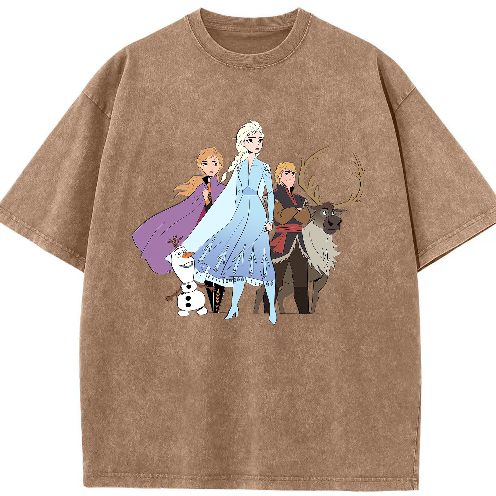 （画像用） アナと雪の女王 アンナ エルサ Frozen Anna Elsa 綿100% ヴィンテージ風 半袖Tシャツ（フロントプリント）