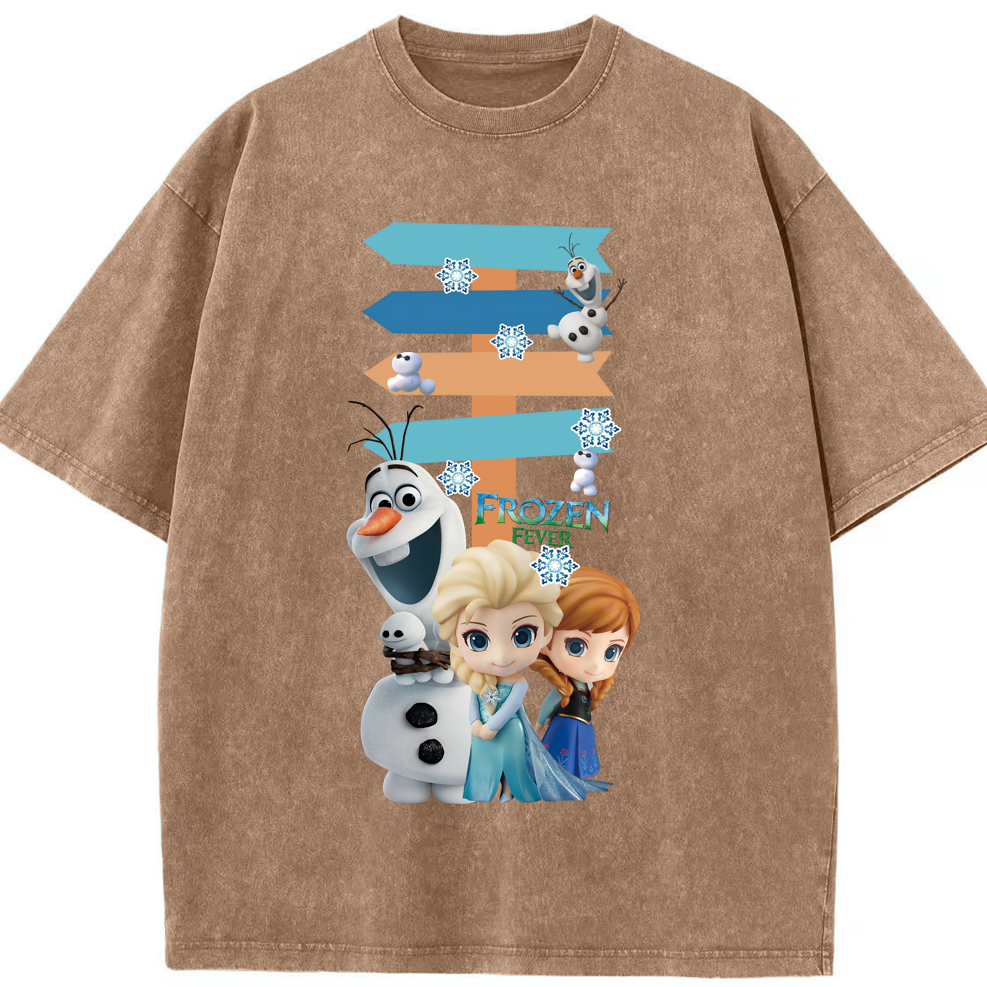 （画像用） アナと雪の女王 アンナ エルサ Frozen Anna Elsa 綿100% ヴィンテージ風 半袖Tシャツ（フロントプリント）