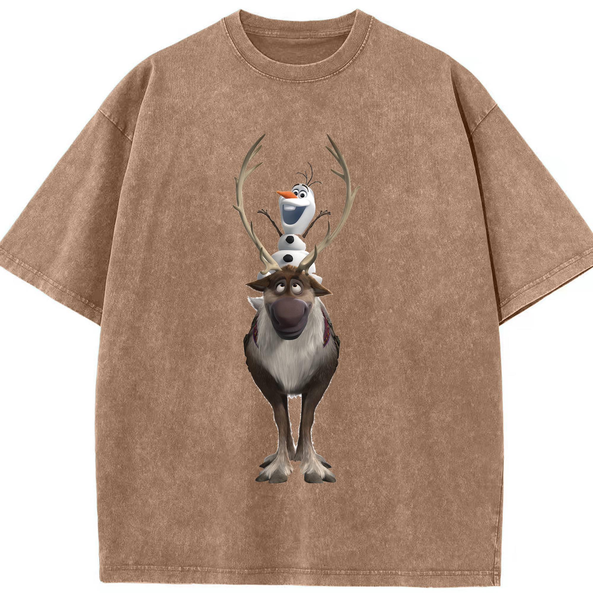 （画像用） アナと雪の女王 アンナ エルサ Frozen Anna Elsa 綿100% ヴィンテージ風 半袖Tシャツ（フロントプリント）