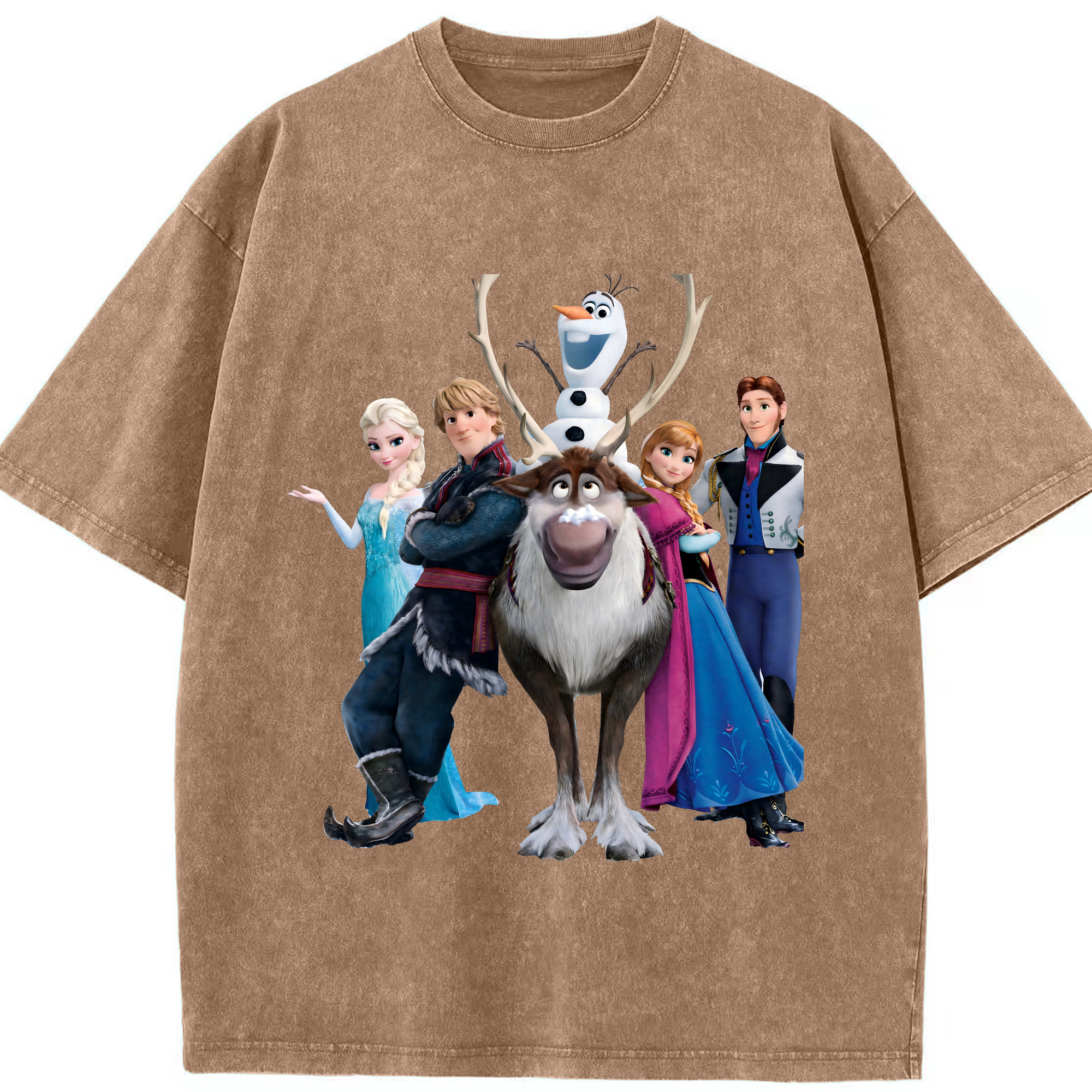 （画像用） アナと雪の女王 アンナ エルサ Frozen Anna Elsa 綿100% ヴィンテージ風 半袖Tシャツ（フロントプリント）