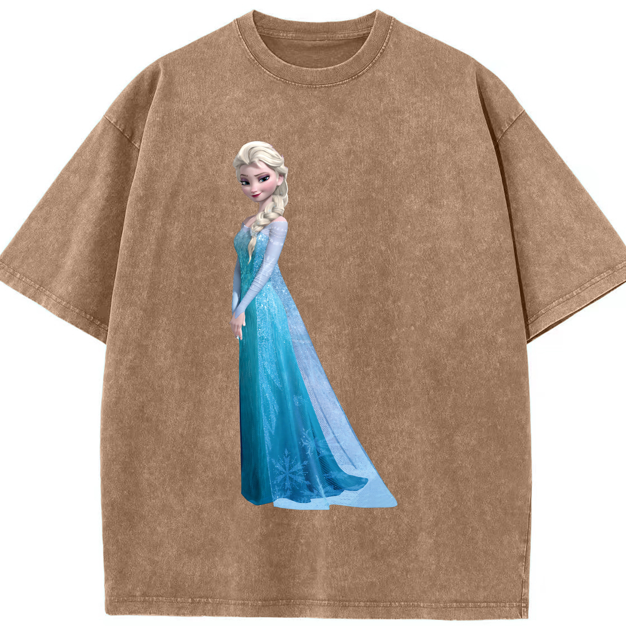 （画像用） アナと雪の女王 アンナ エルサ Frozen Anna Elsa 綿100% ヴィンテージ風 半袖Tシャツ（フロントプリント）