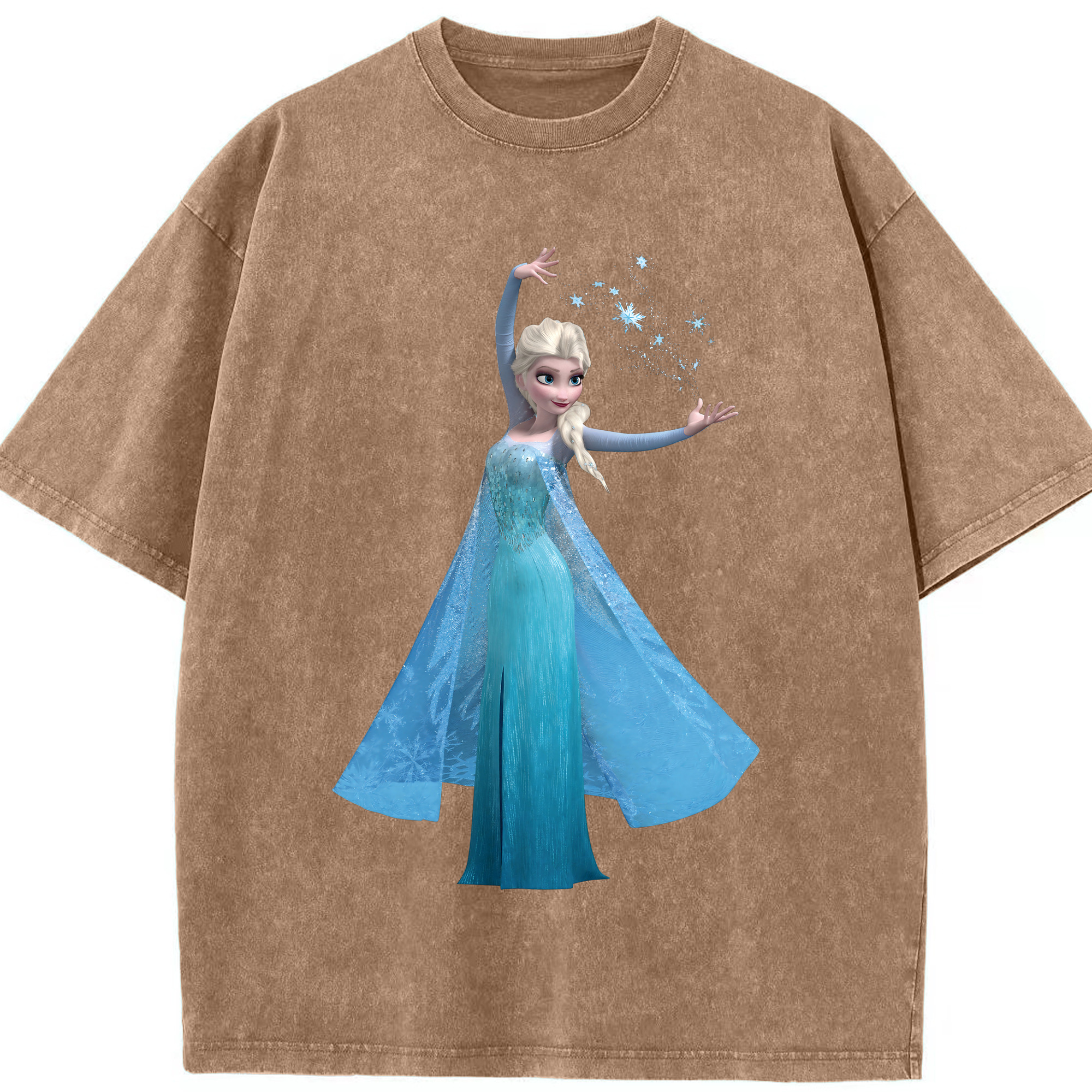 （画像用） アナと雪の女王 アンナ エルサ Frozen Anna Elsa 綿100% ヴィンテージ風 半袖Tシャツ（フロントプリント）